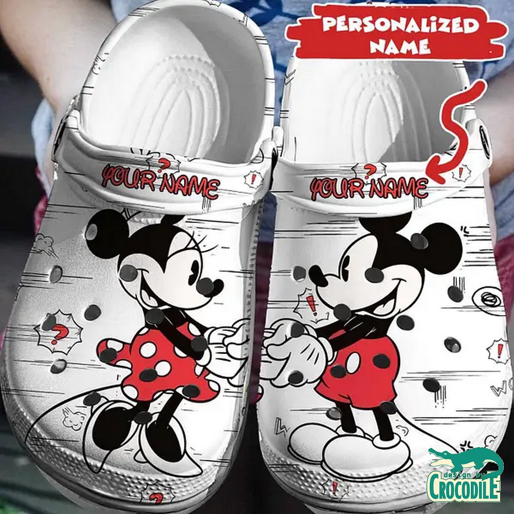 holding hands mickey and minnie mouse white clogs for kids 26 adults h81uz