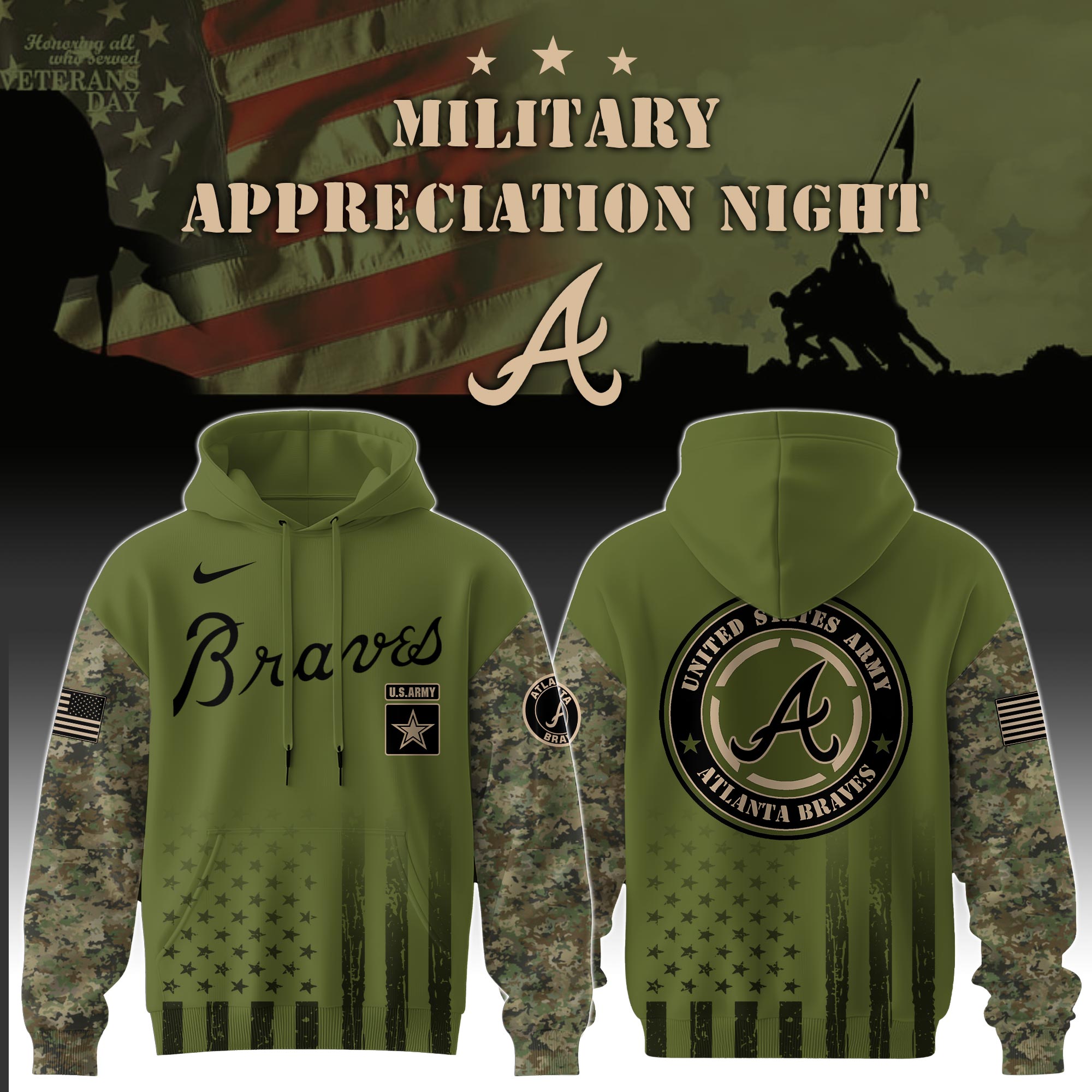 hoodie veteran mlb braves