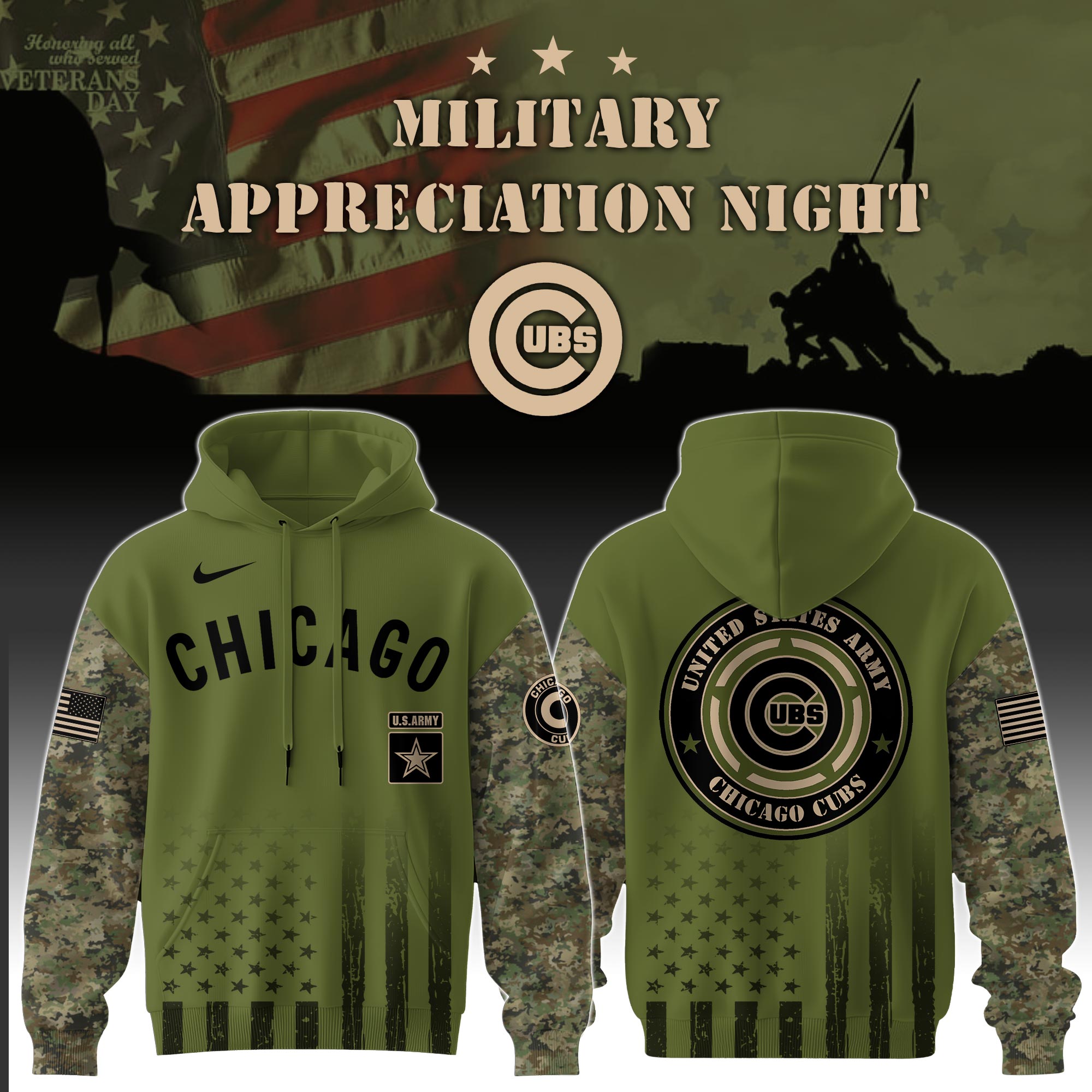 hoodie veteran mlb cubs