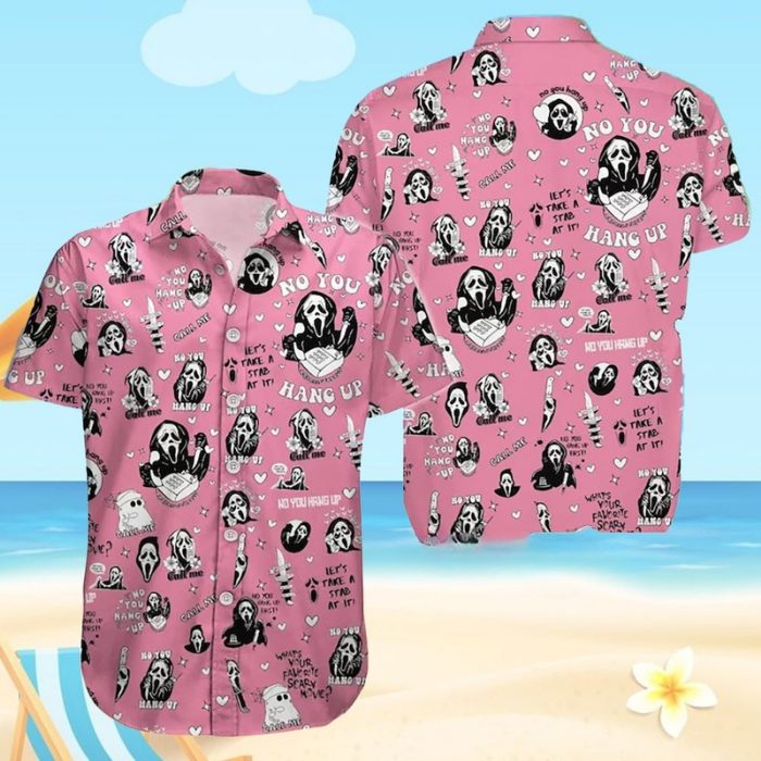 horror movie the scream halloween pink hawaiian shirt eebh8
