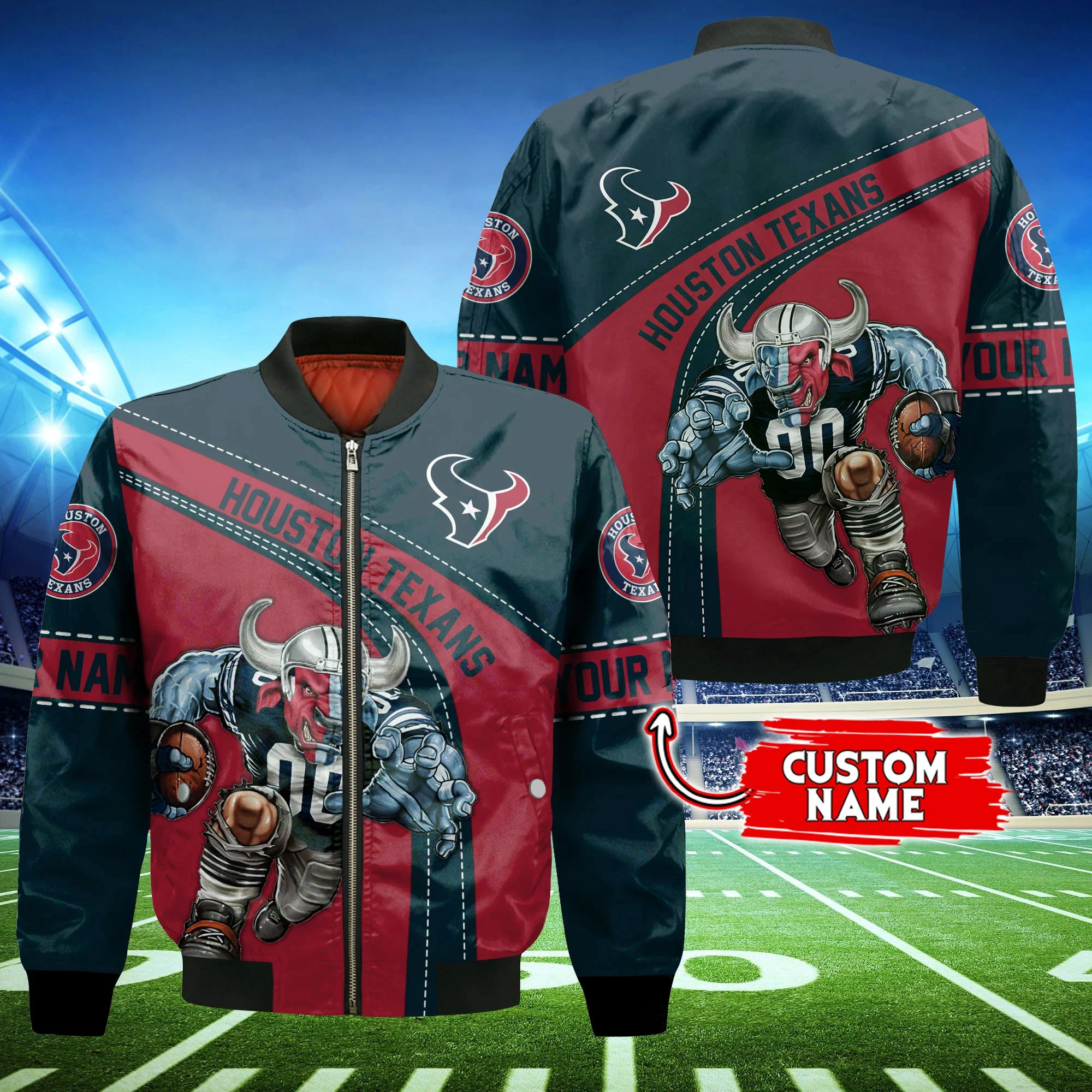 houston texans personalized thick bomber jacket cs120 ggusz