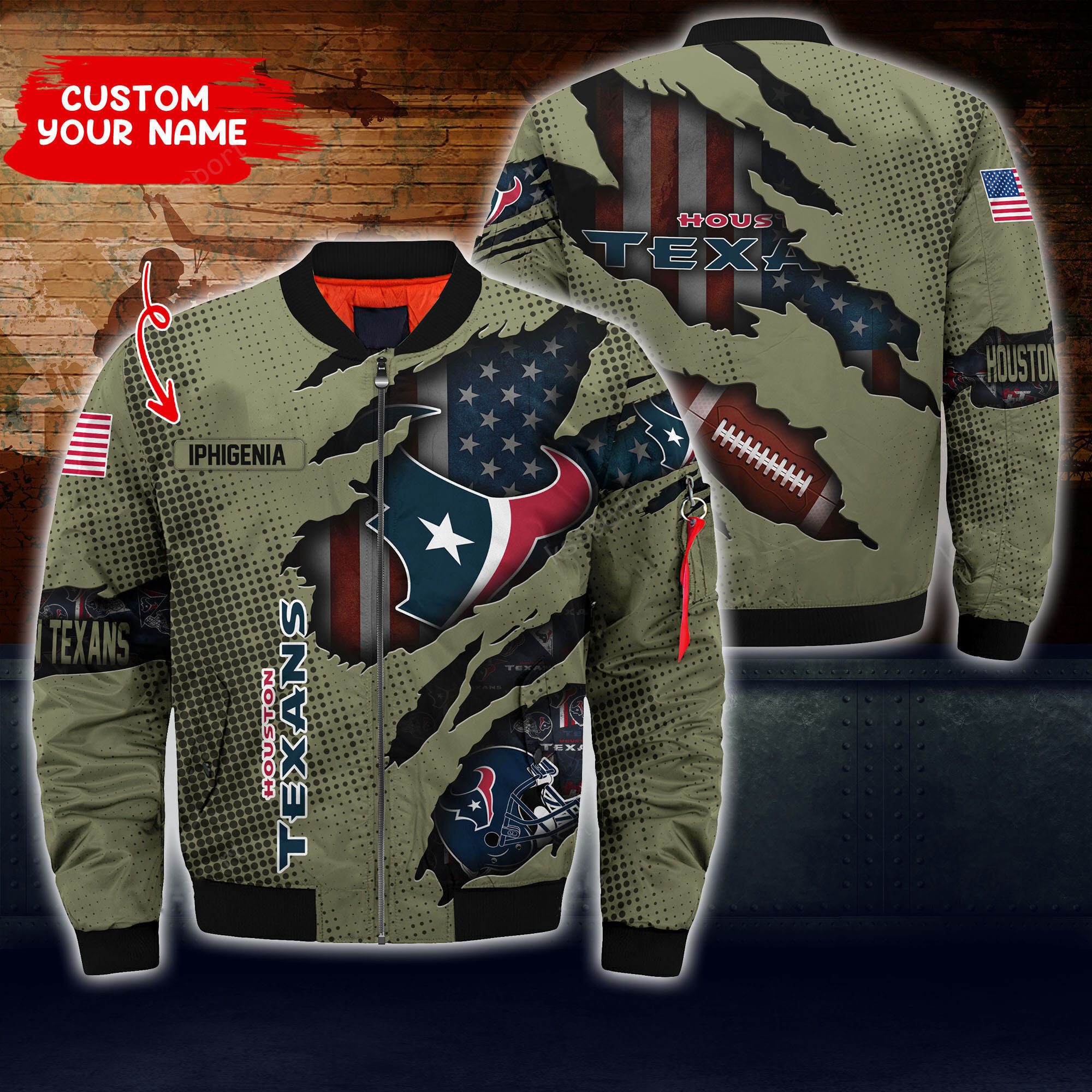 houston texans personalized thick bomber jacket cs52 m4czp
