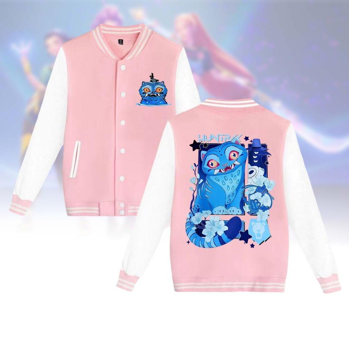 huntrix k pop derpy tiger pink baseball jacket bqrl7