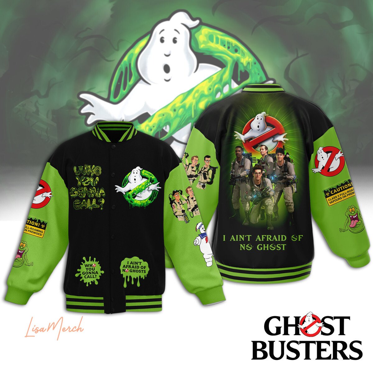 i aint afraid of no ghost the ghost buster halloween baseball jacket wjf4e