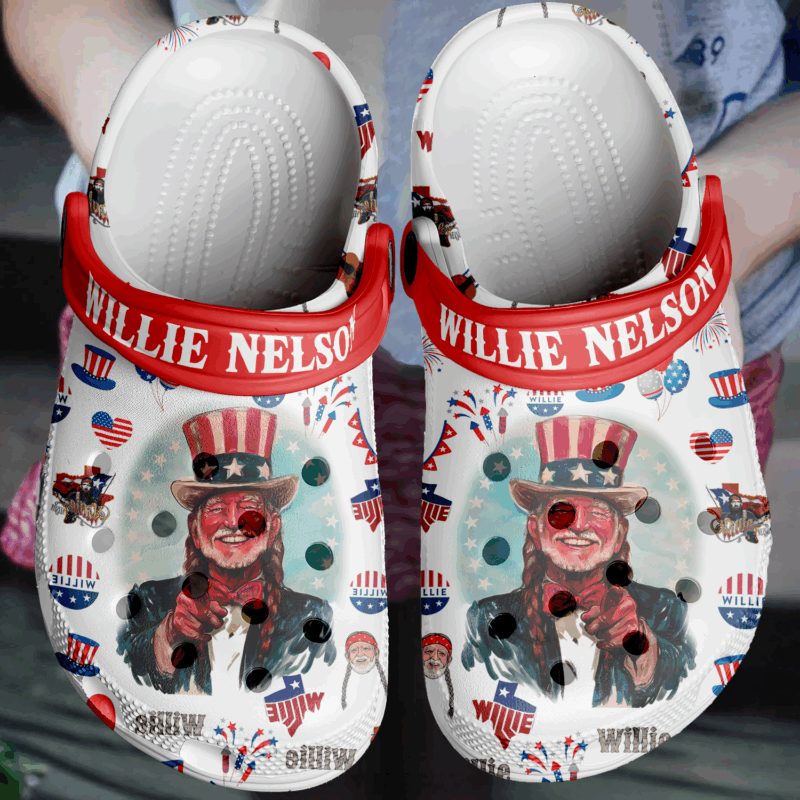 iconic classic willie nelson 4th of july clogs for kids and adults lggke