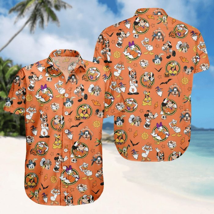 iconic orange color micky mouse 26 friends halloween hawaiian shirt ut25t