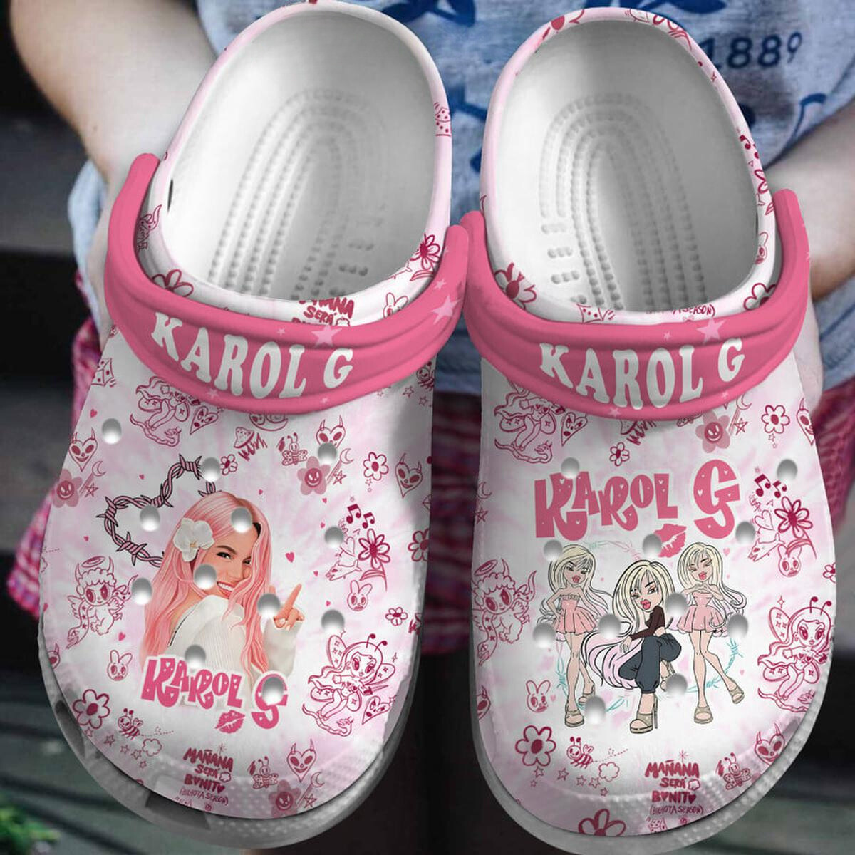iconic pink footwear karol g design clogs for kids and adults vyie1