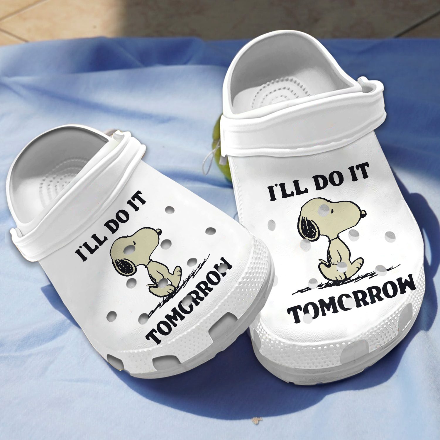 ill do it tomorrow cute snoopy white clogs shoes gzpeq