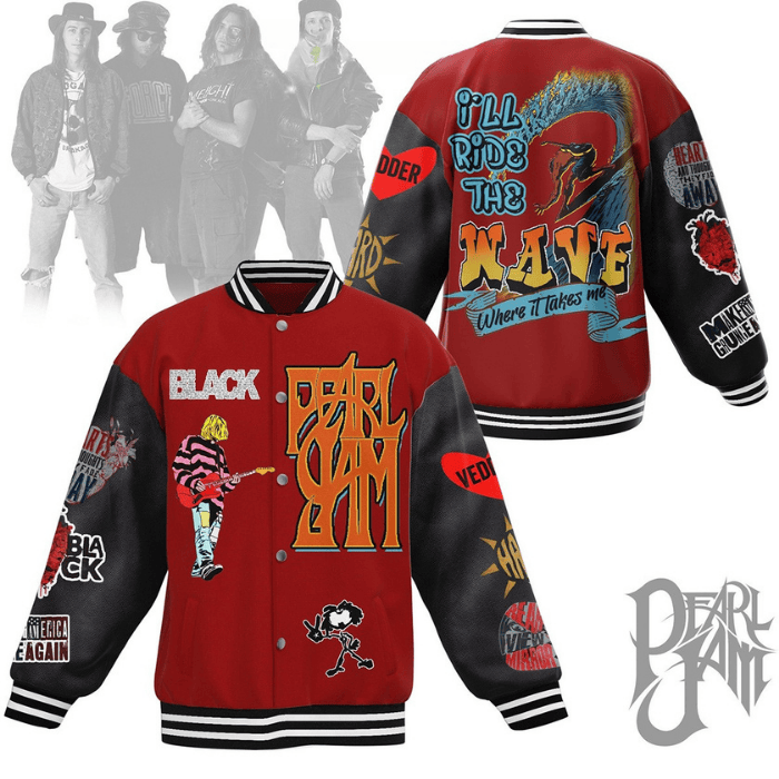 ill ride the wave pearl jam trendy baseball jacket g3eca