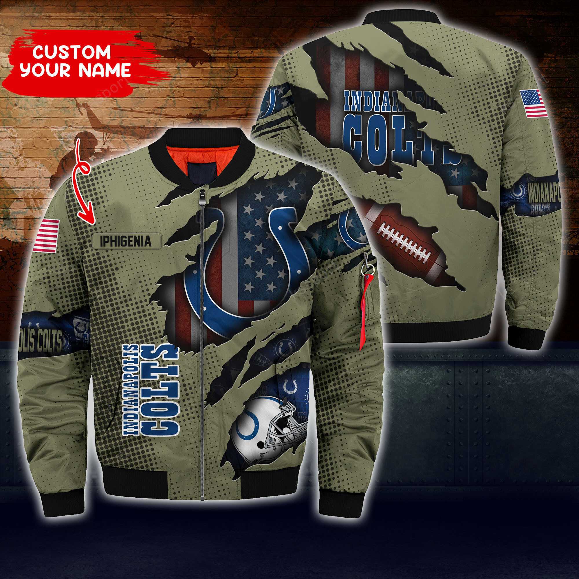 indianapolis colts personalized thick bomber jacket cs53 ajafc