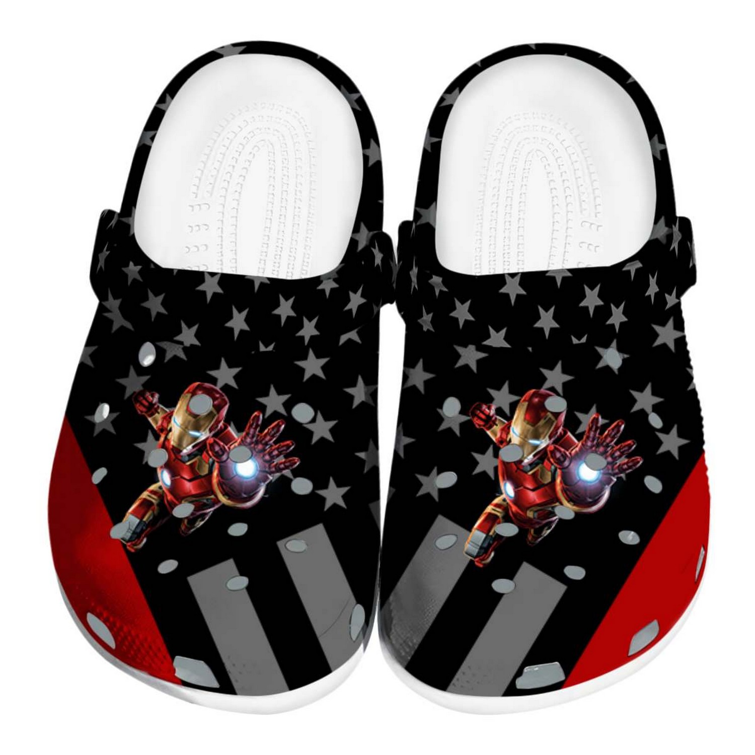 iron man stellar stripes theme clogs for kids 26 adults vev55