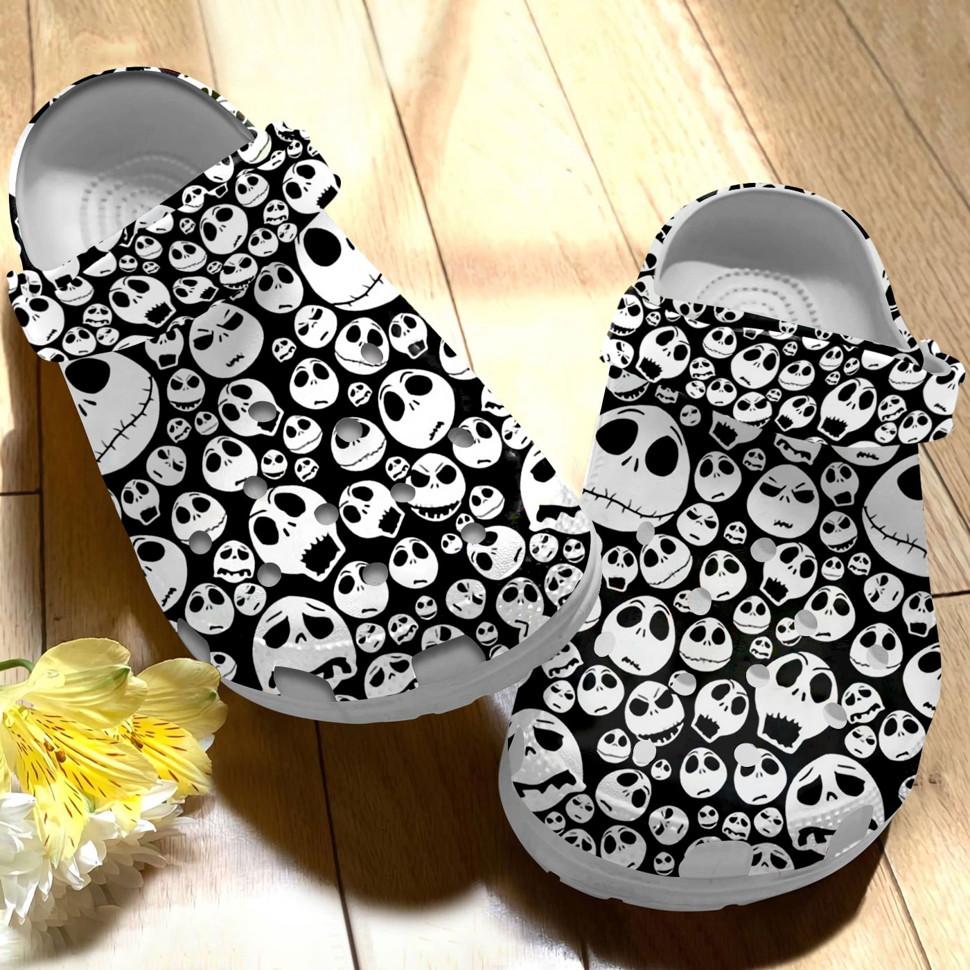 jack skellington face pattern clogs tzexz