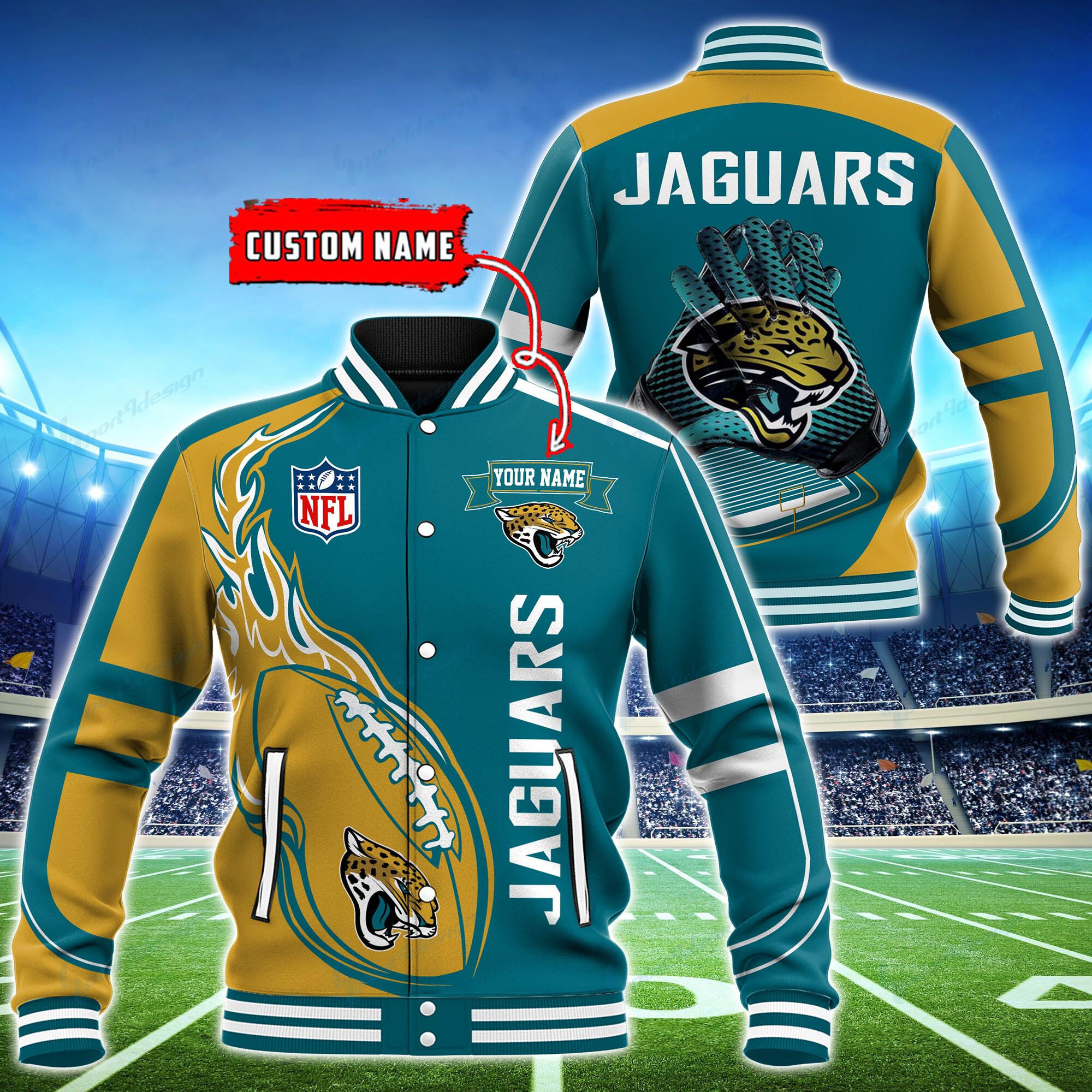 jacksonville jaguars personalized baseball jacket bg15 8goal