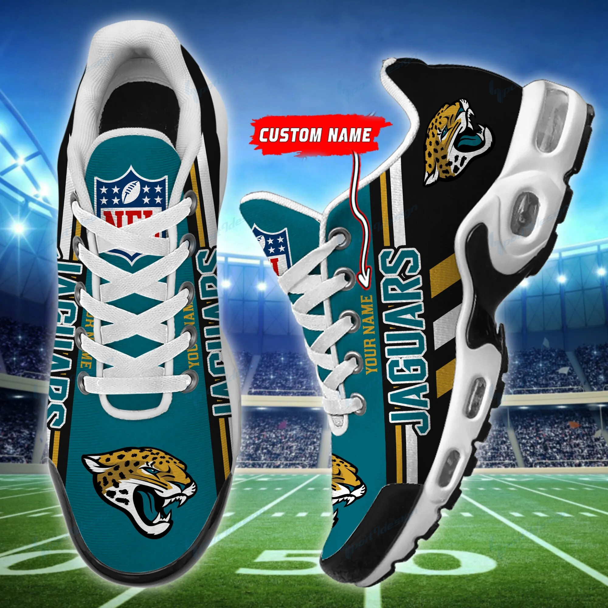 jacksonville jaguars personalized plus t n youth sneakers bg62 todal