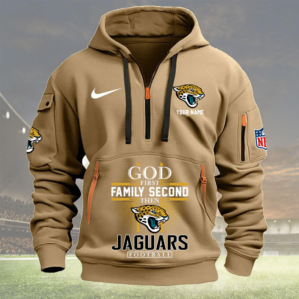 jacksonville jaguars personalized quarter zip hoodie nfl quarter zip hoodie custom hoodie nfl shirt nfl hoodie aad95