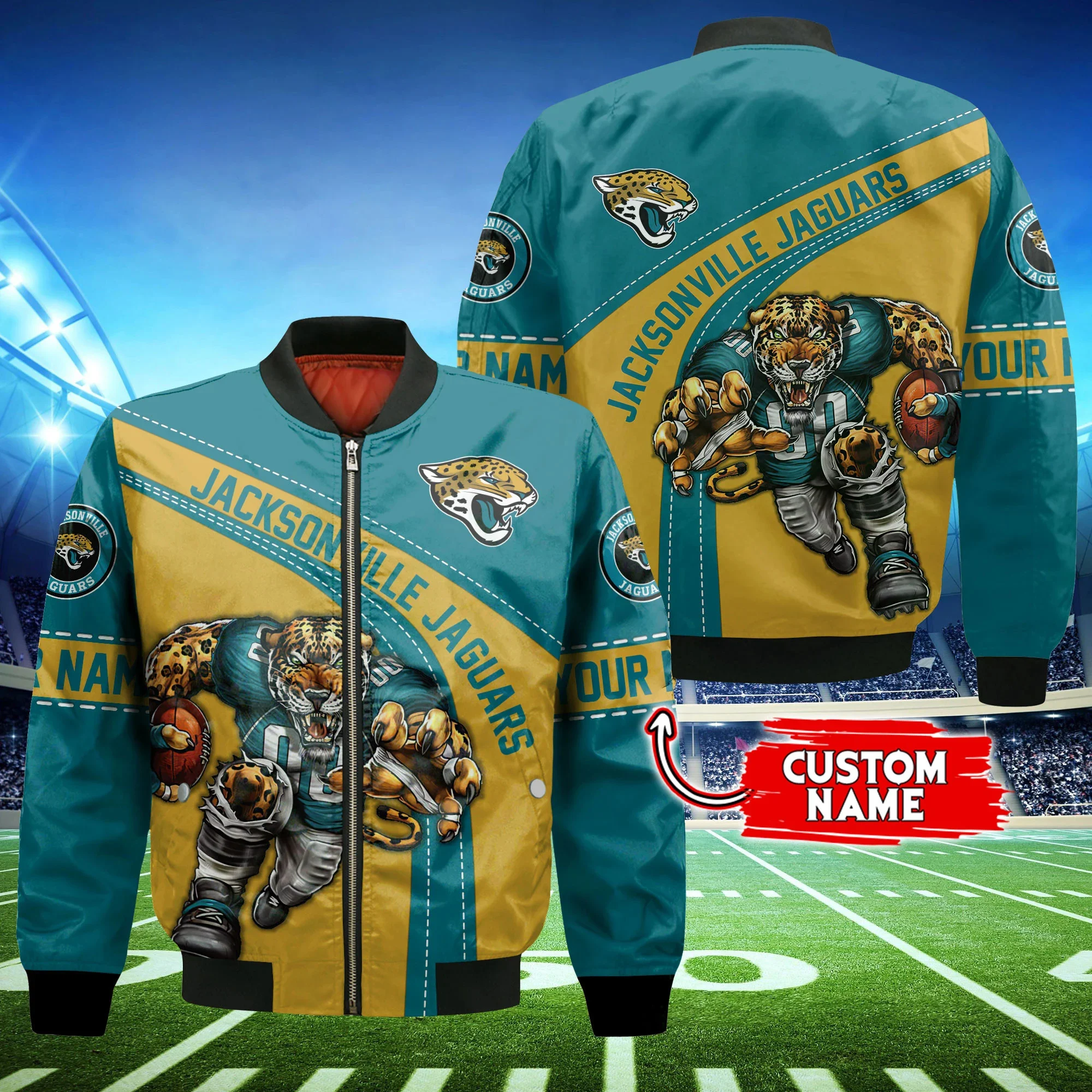 jacksonville jaguars personalized thick bomber jacket cs122 beqjv