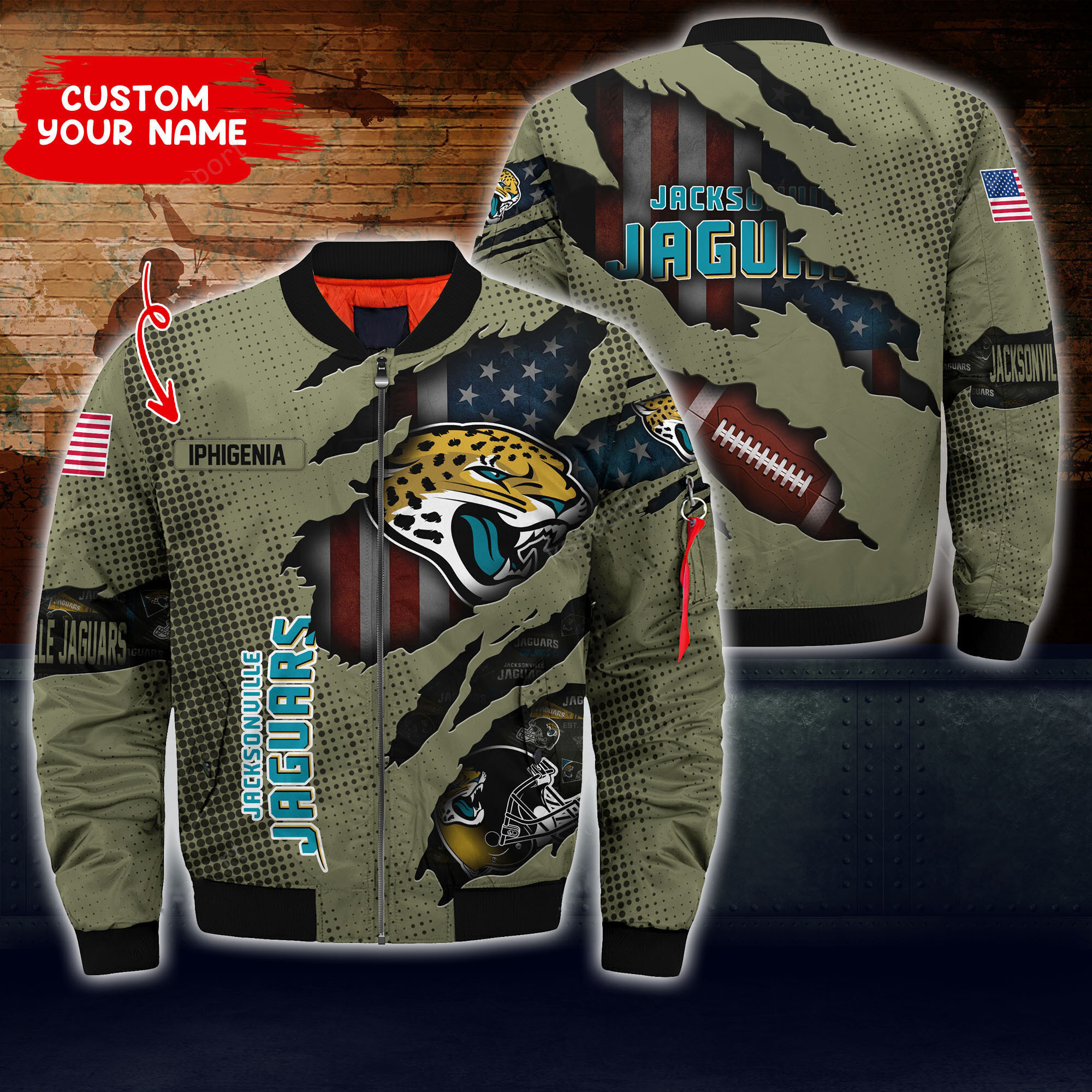 jacksonville jaguars personalized thick bomber jacket cs54 nq2ie