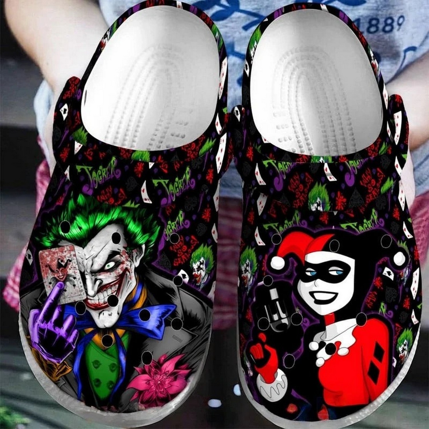 joker and harley quinn movie cartoon version clogs for kids 26 adults p4pwm