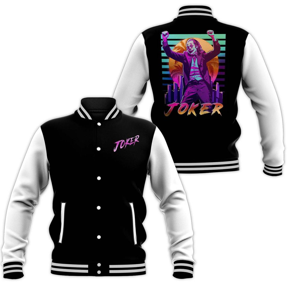 joker retro vibe neon light movie baseball jacket dnbmz