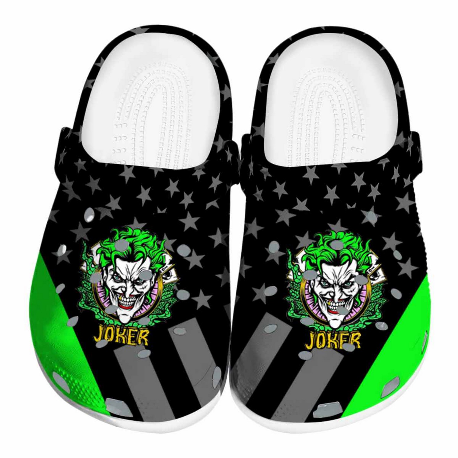 joker stellar stripes theme clogs for kids and adults fgkxj