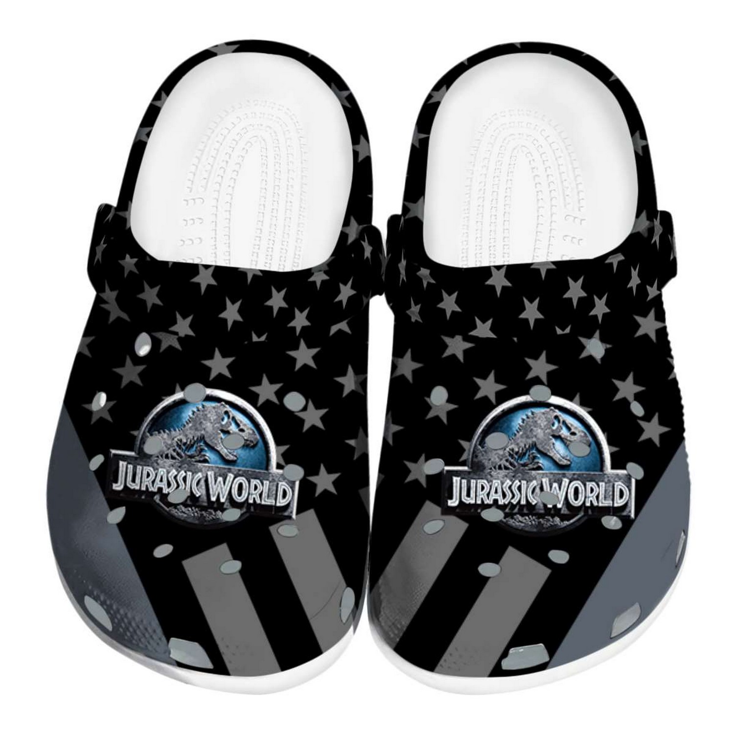 jurassic world movie stellar stripes theme clogs for kids 26 adults 62o4t