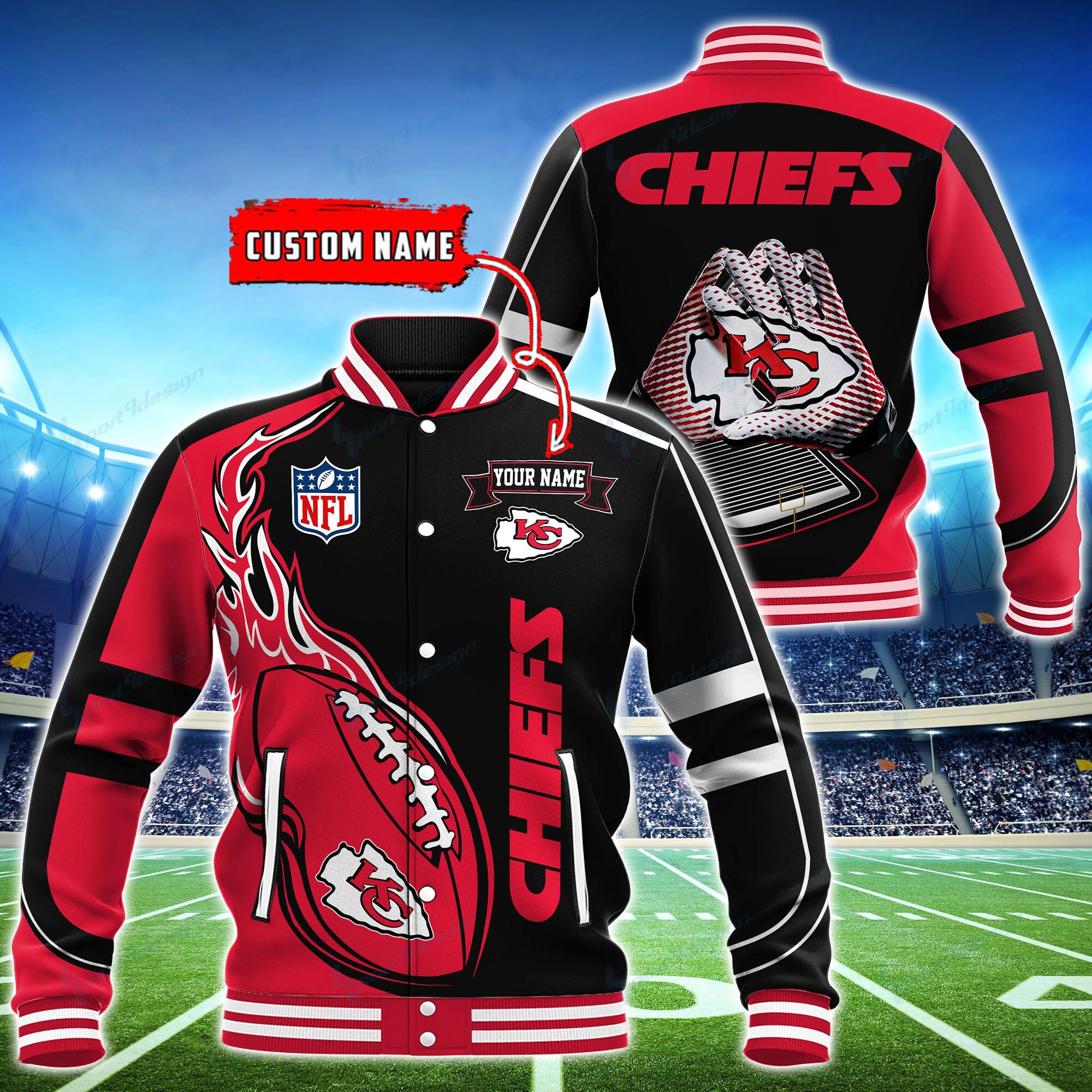 kansas city chiefs personalized baseball jacket bg16 cauka