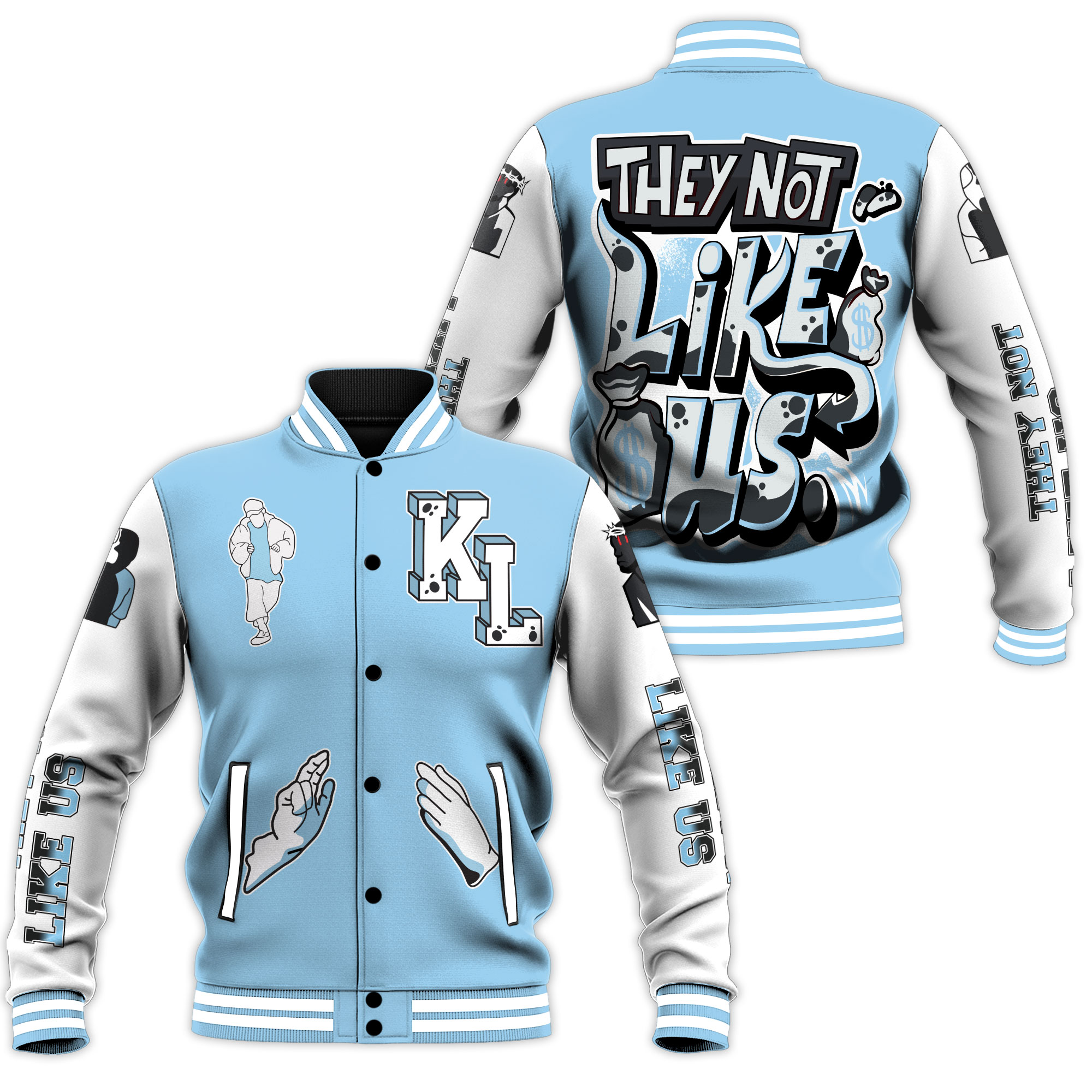 kendrick lamar they not like us light blue baseball jacket t6hos