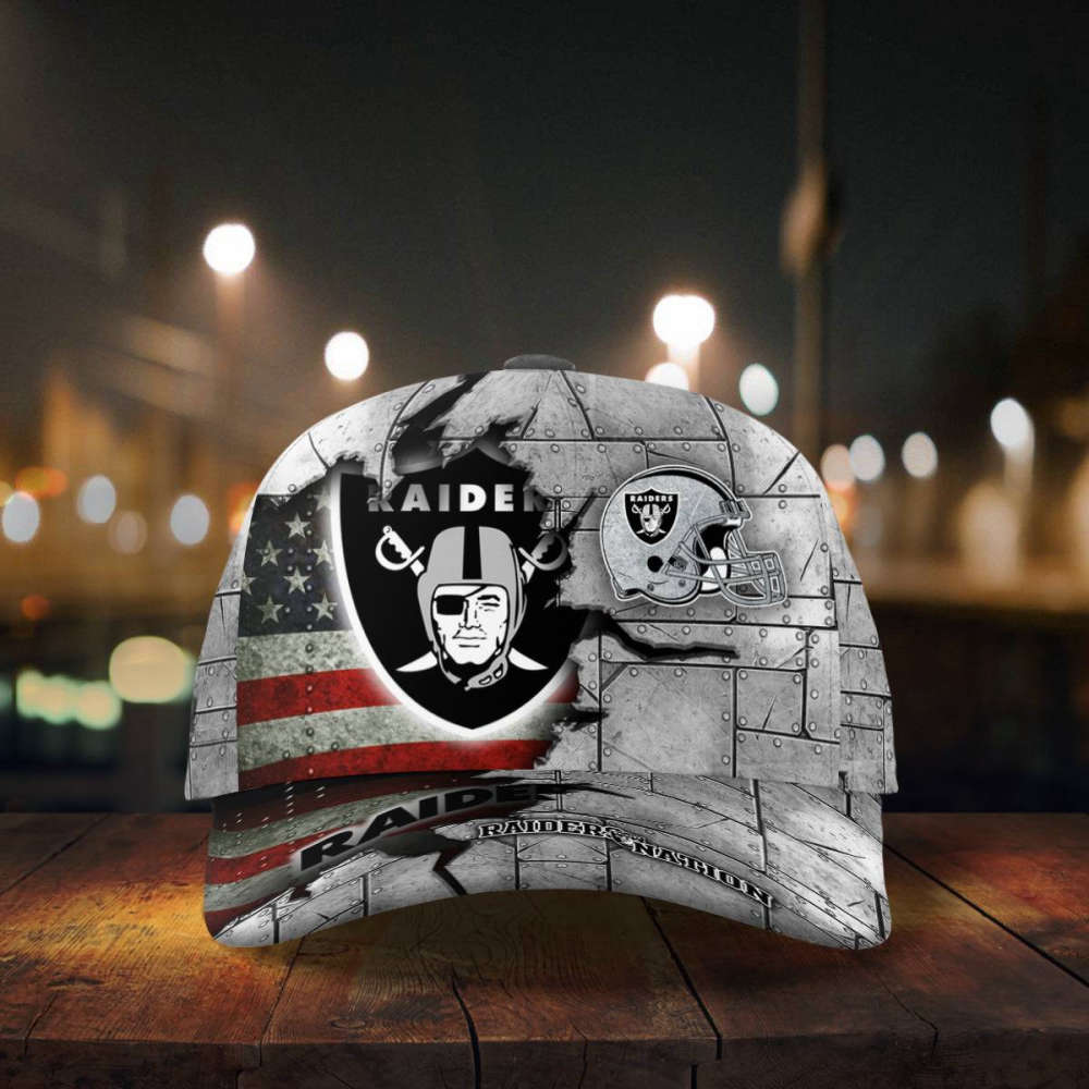 las vegas raiders american flag metal printed baseball classic cap men hat 3