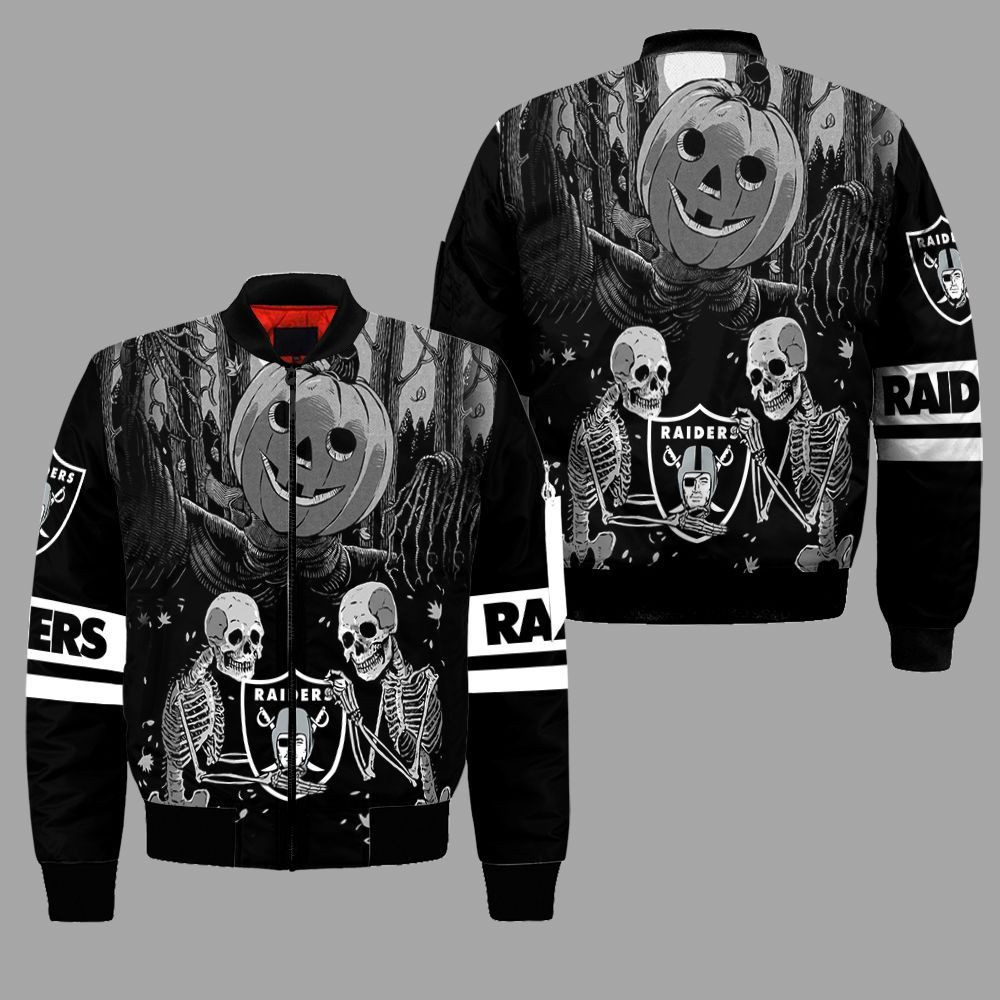 las vegas raiders halloween bomber jacket 134 ijugm