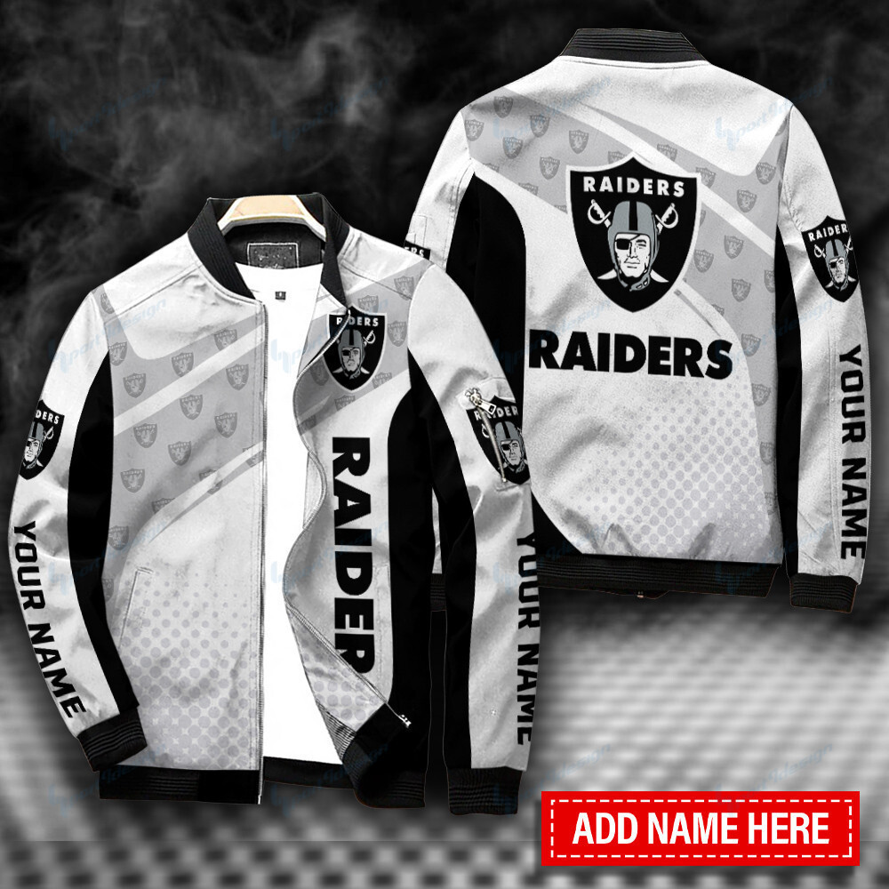 las vegas raiders personalized bomber jacket bg407 tqc9t