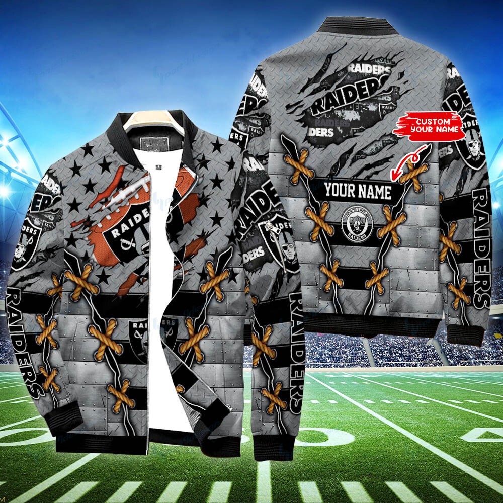 las vegas raiders personalized bomber jacket bg473 qcarb