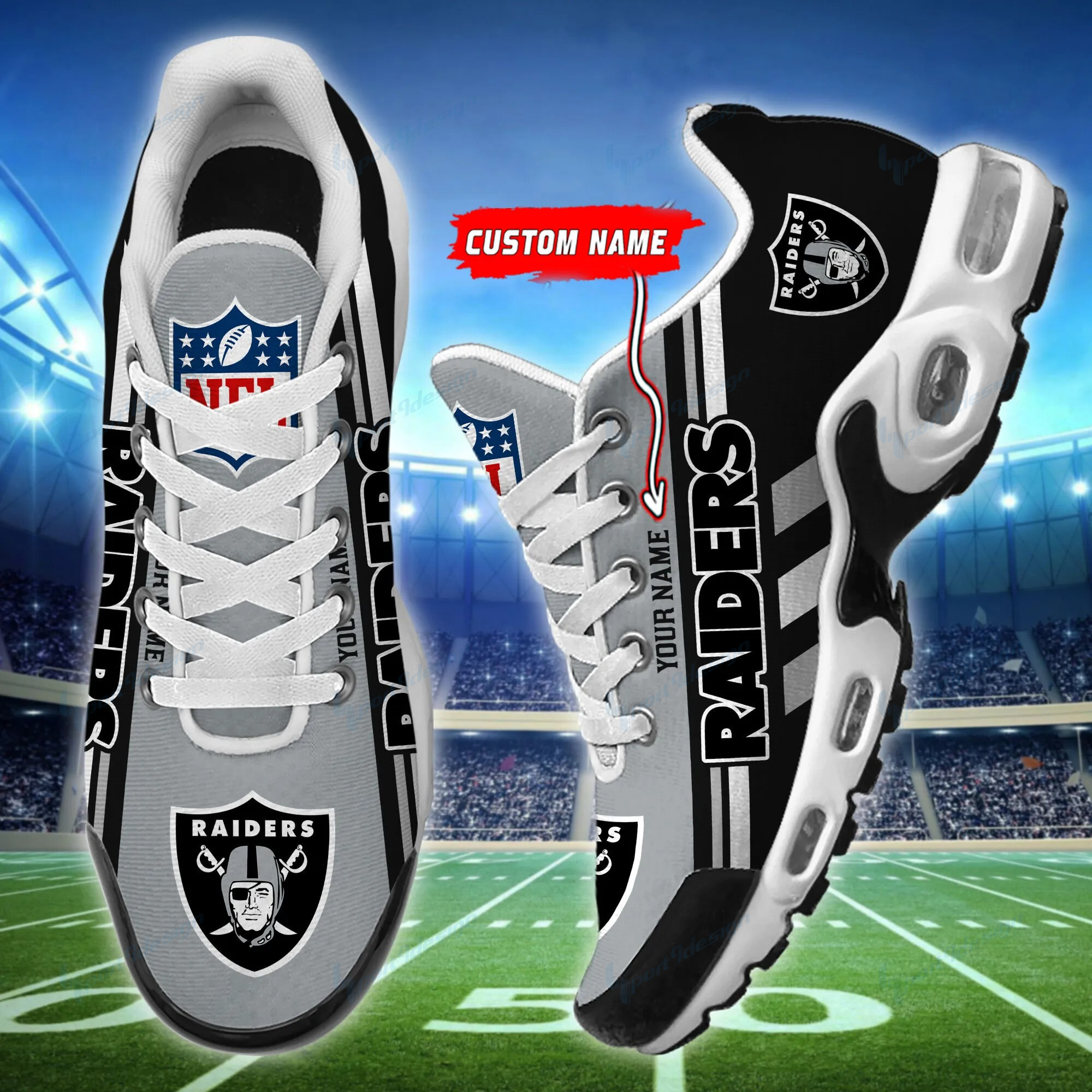 las vegas raiders personalized plus t n youth sneakers bg64 6xsz4