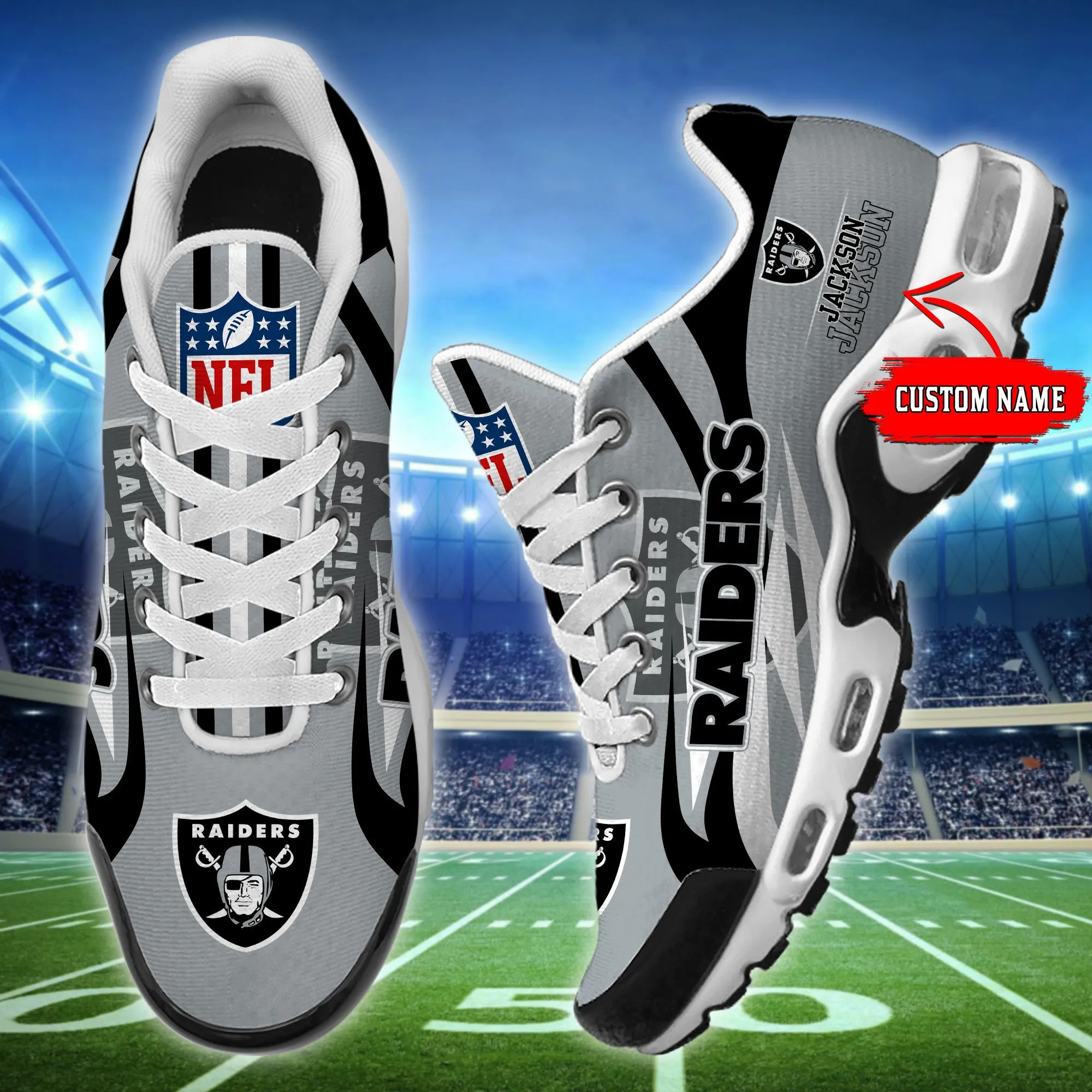 las vegas raiders personalized plus t n youth sneakers bg96 szyyv