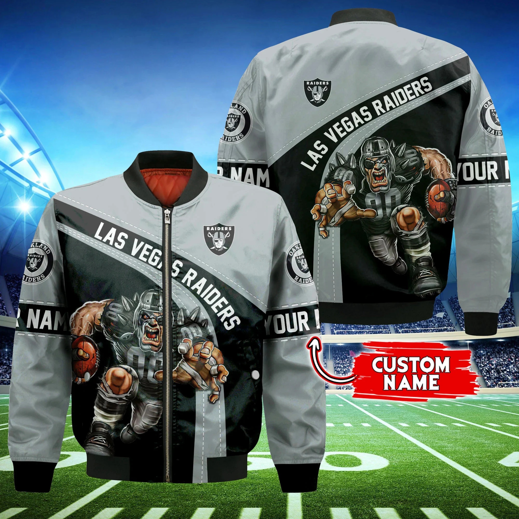 las vegas raiders personalized thick bomber jacket cs124 tv7nt