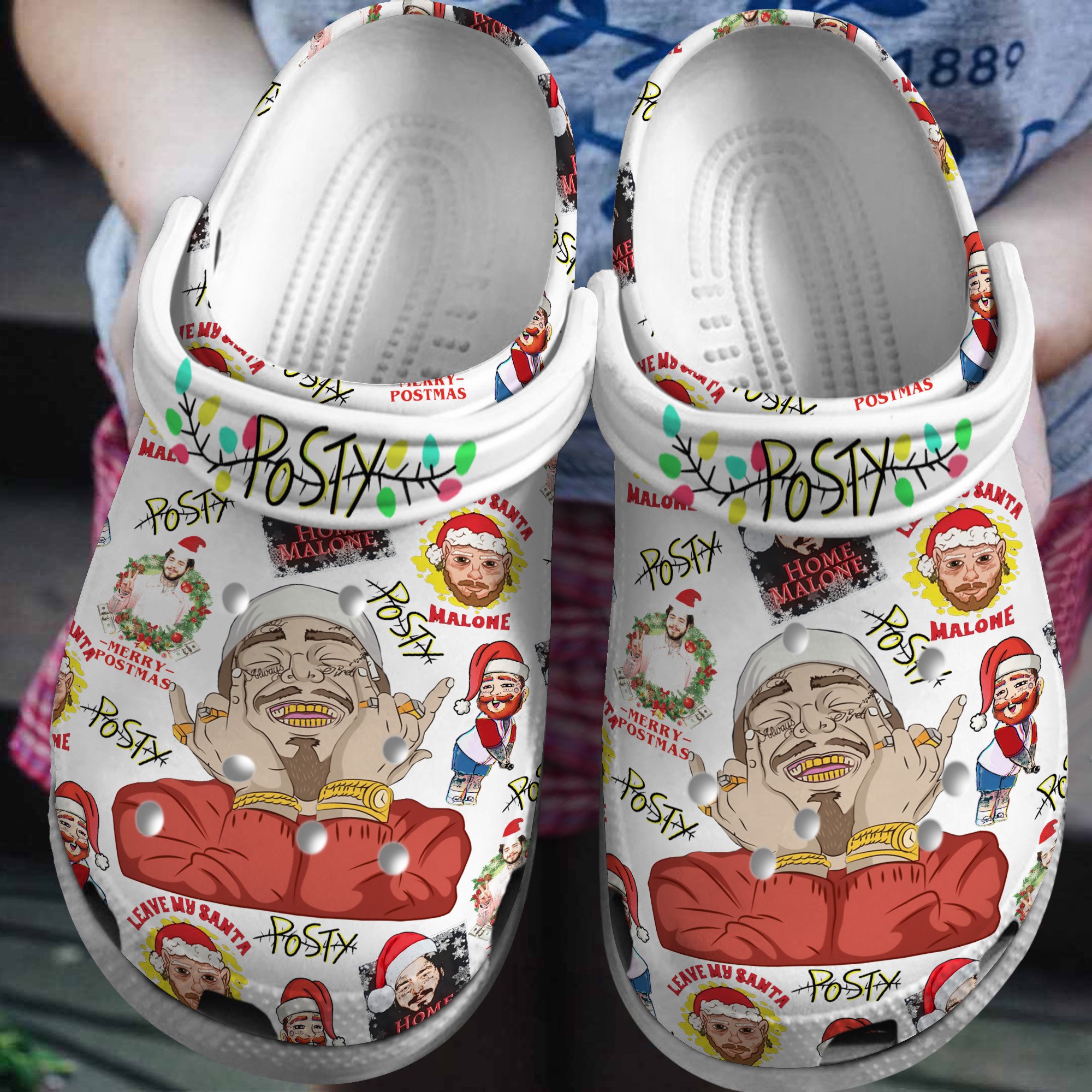 lightweight and breathable post malone white clogs for kids 26 adults ugcv0