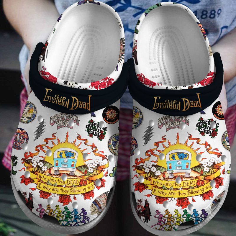 limited edition grateful dead music band white clogs for fans 8y48v