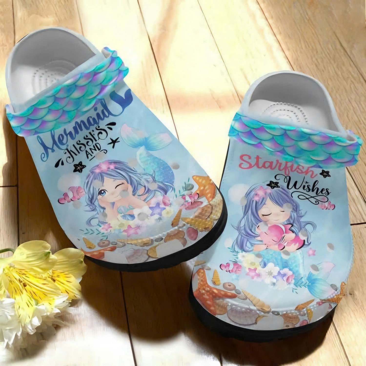 little mermaid kissed and starfish wishes clogs fast shipping available xetdh