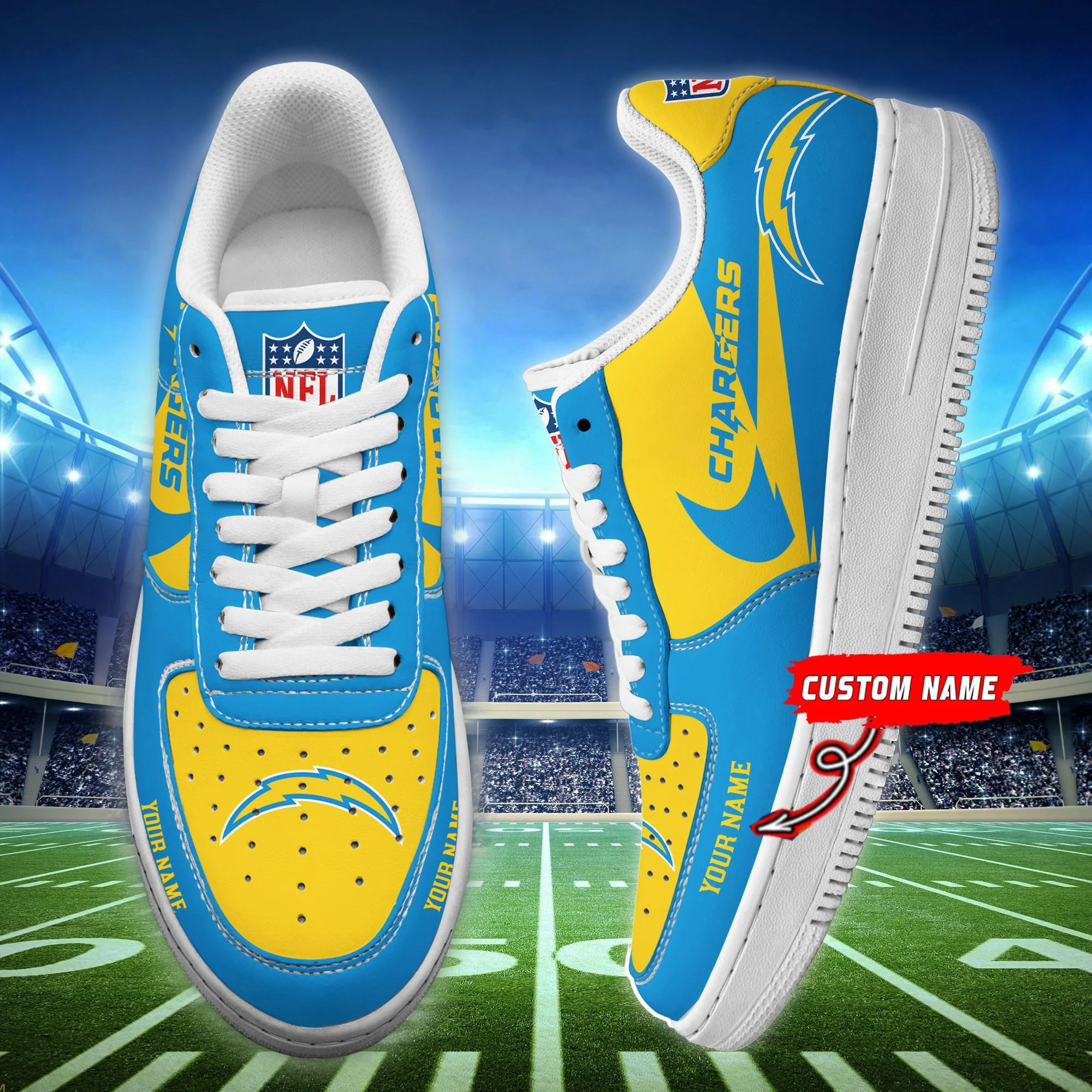 los angeles chargers personalized af1 shoes bg220 mvjzu