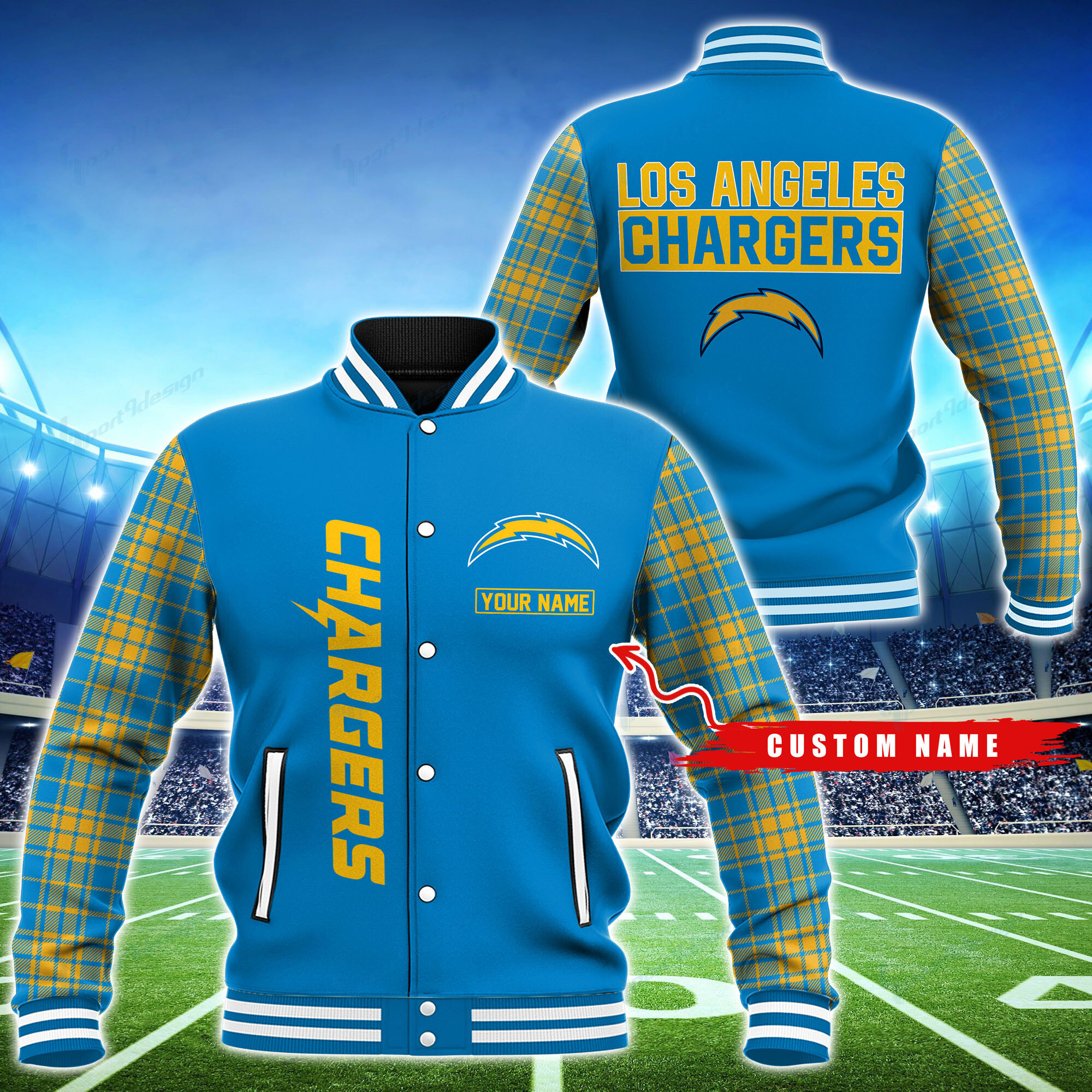 los angeles chargers personalized baseball jacket bg59 stcgn
