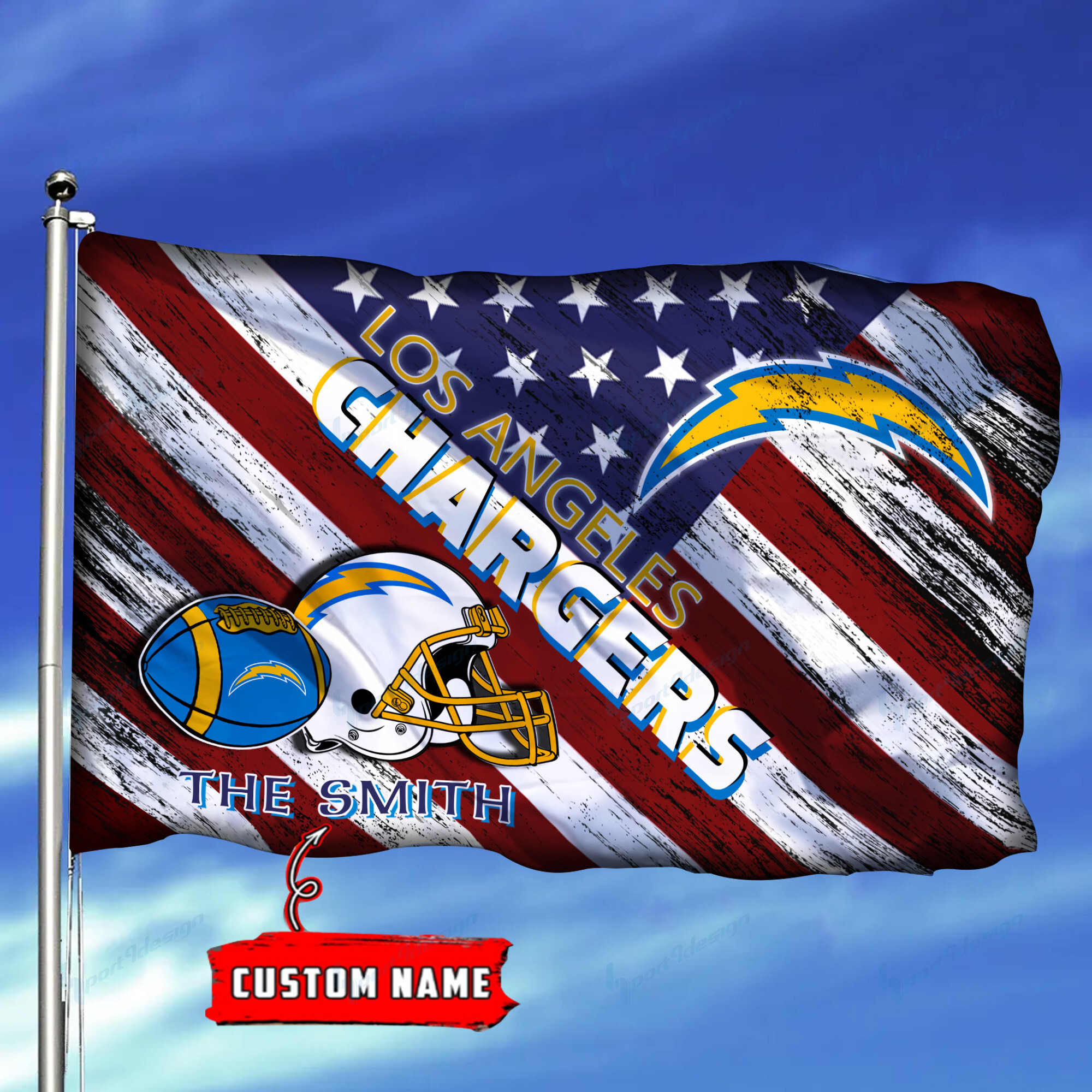 los angeles chargers personalized flag 161 7qo8h