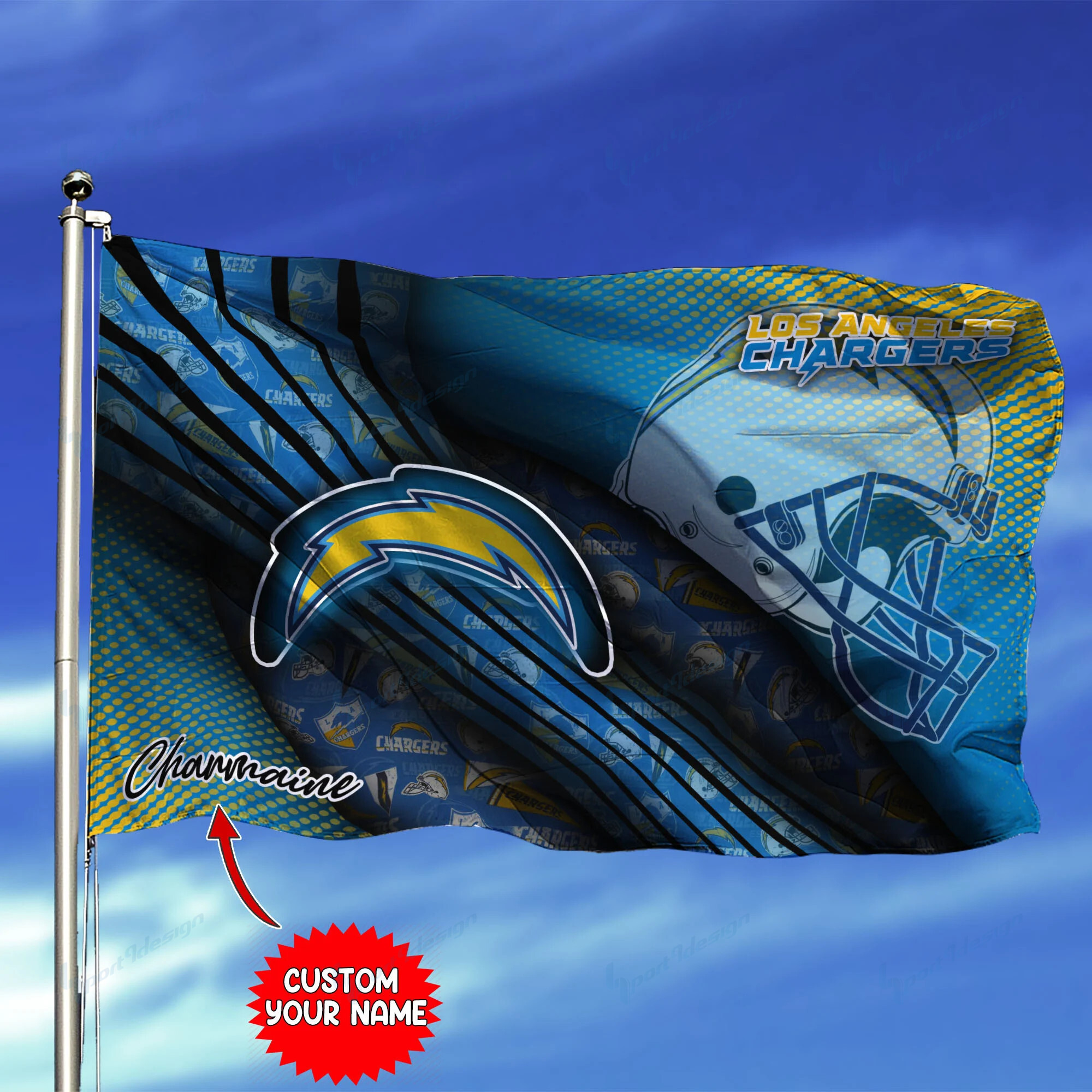 los angeles chargers personalized flag 222 0od0y