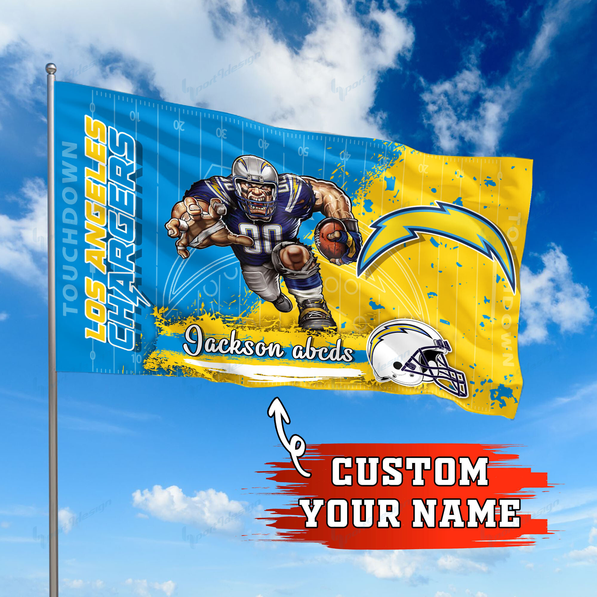 los angeles chargers personalized flag 253 k0rlh