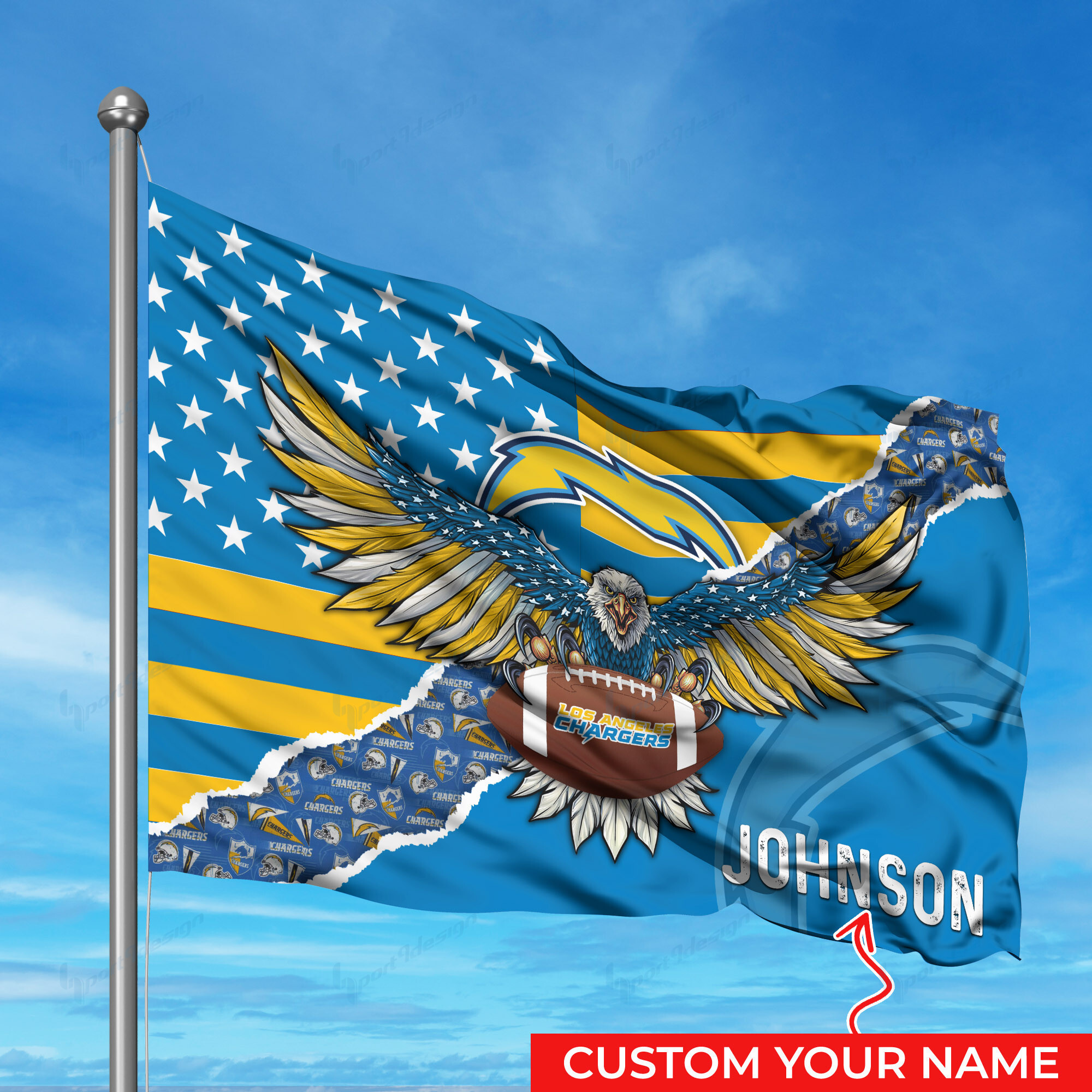 los angeles chargers personalized flag 291 v8zcg