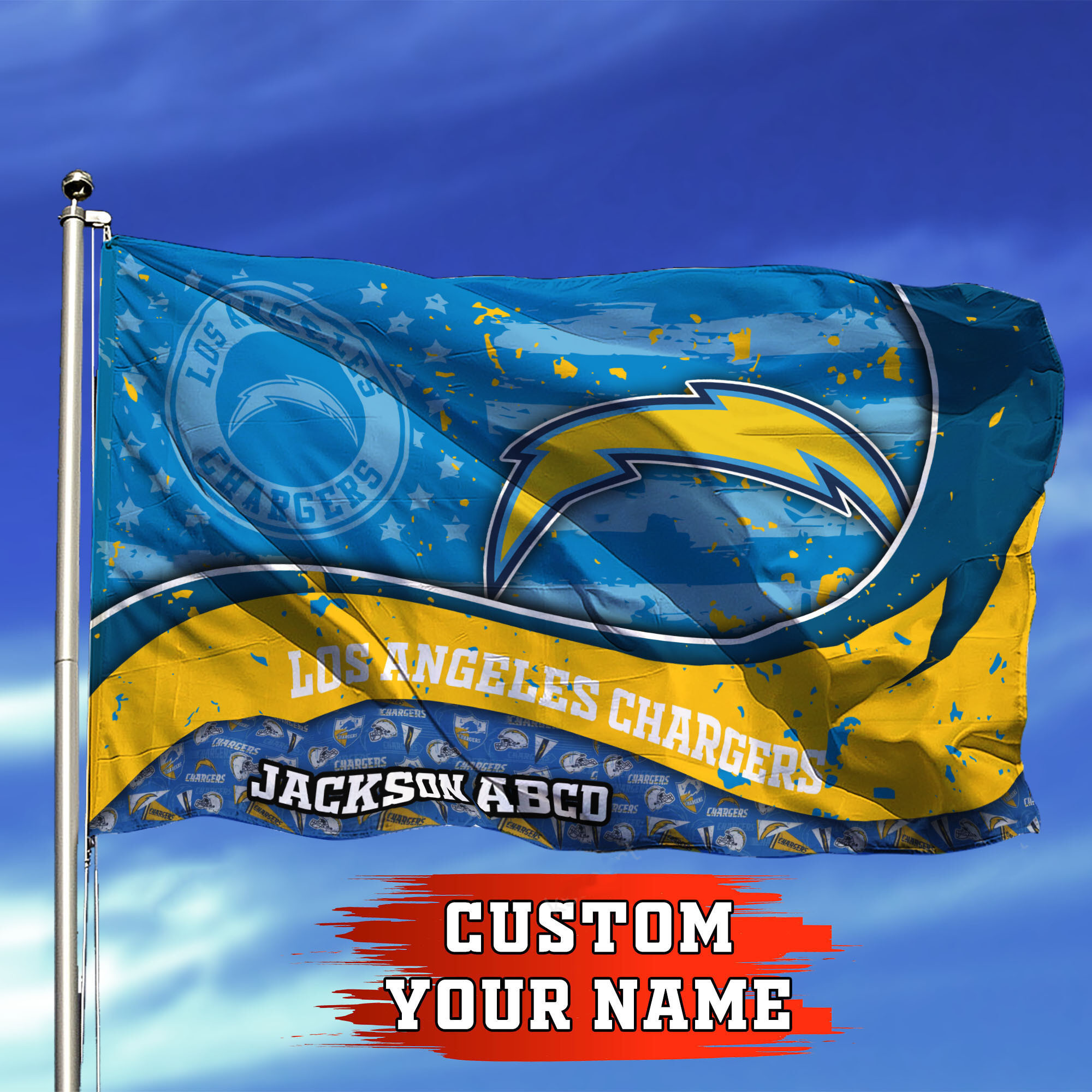 los angeles chargers personalized flag 321 iitl1