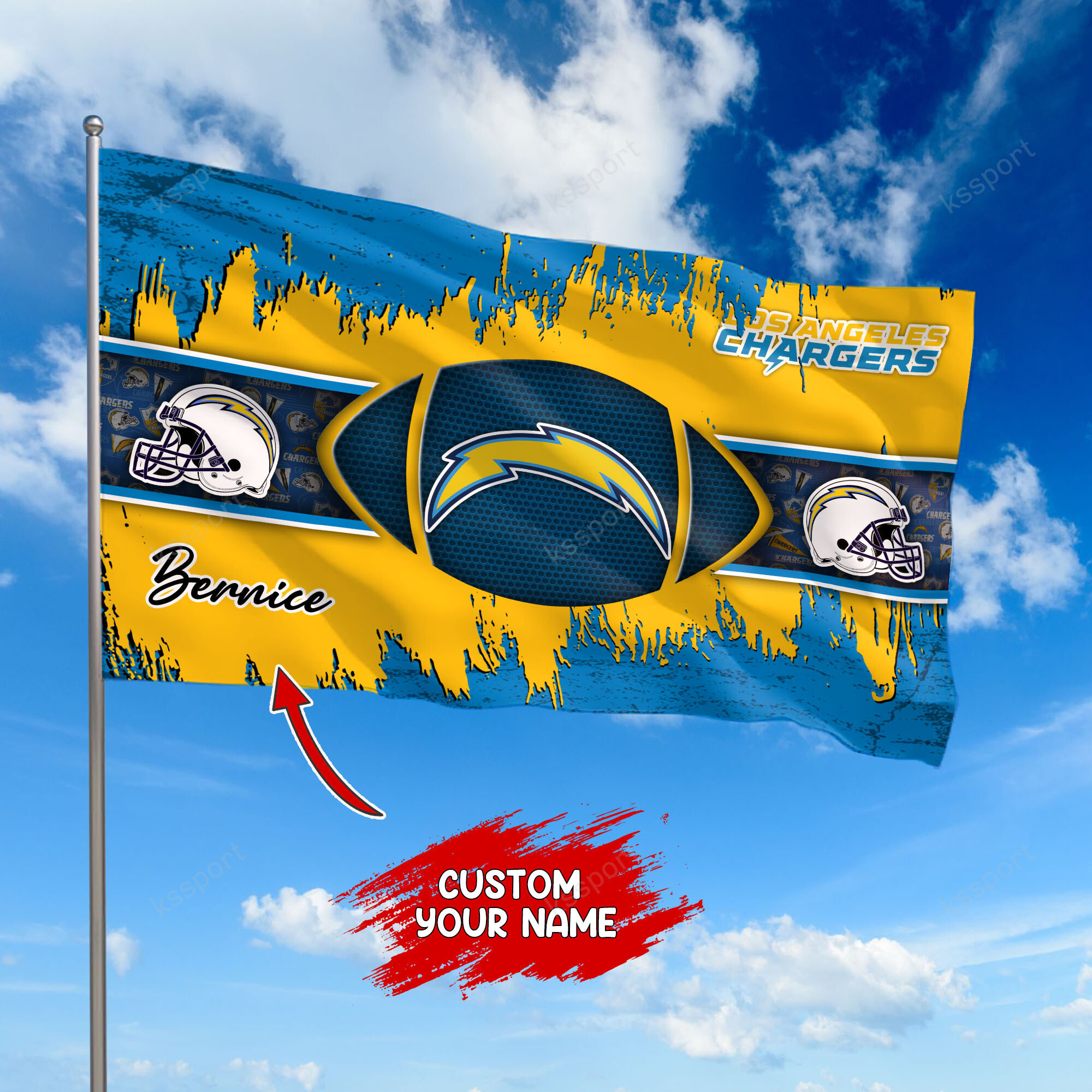 los angeles chargers personalized flag 390 oghcg