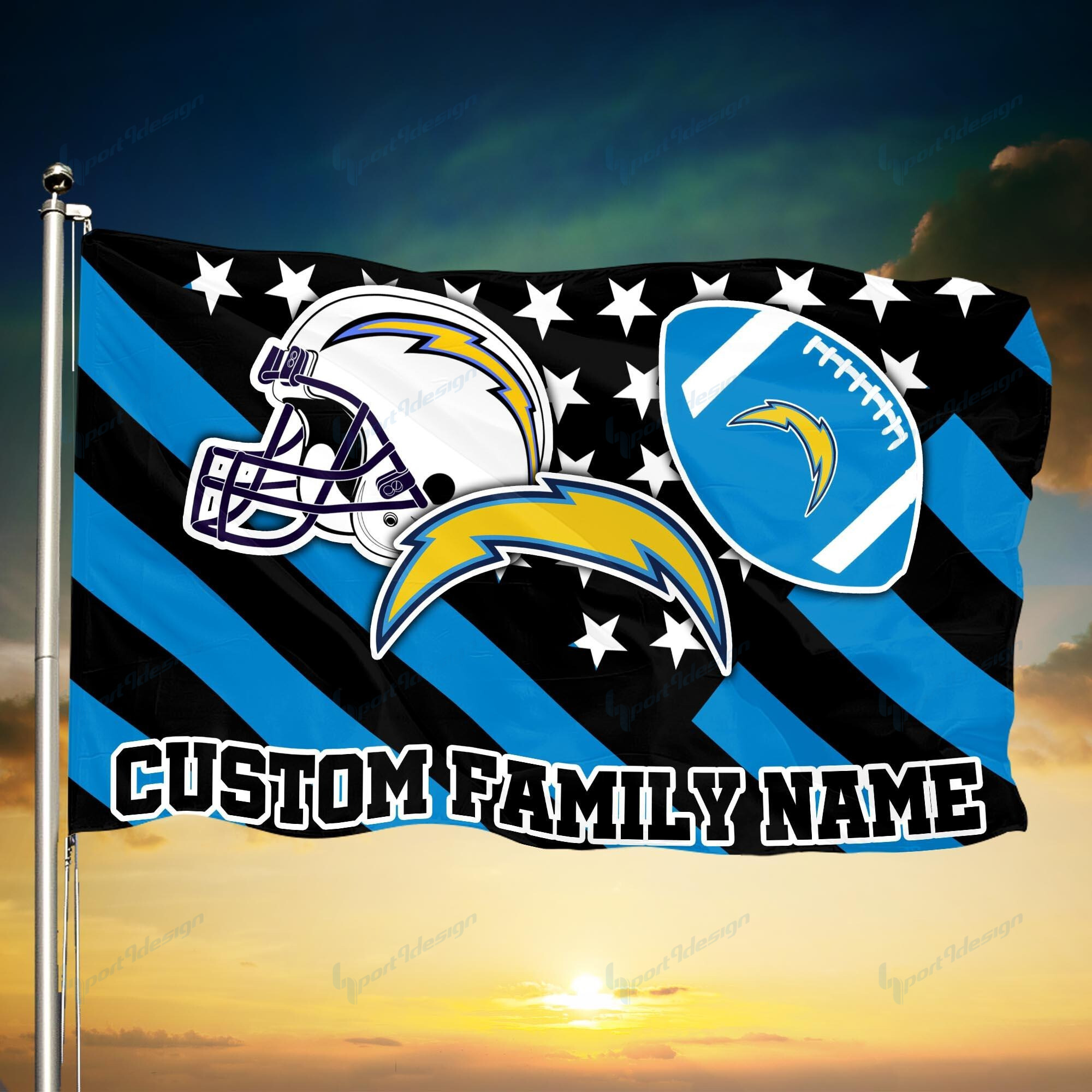 los angeles chargers personalized flag 80 uzsko
