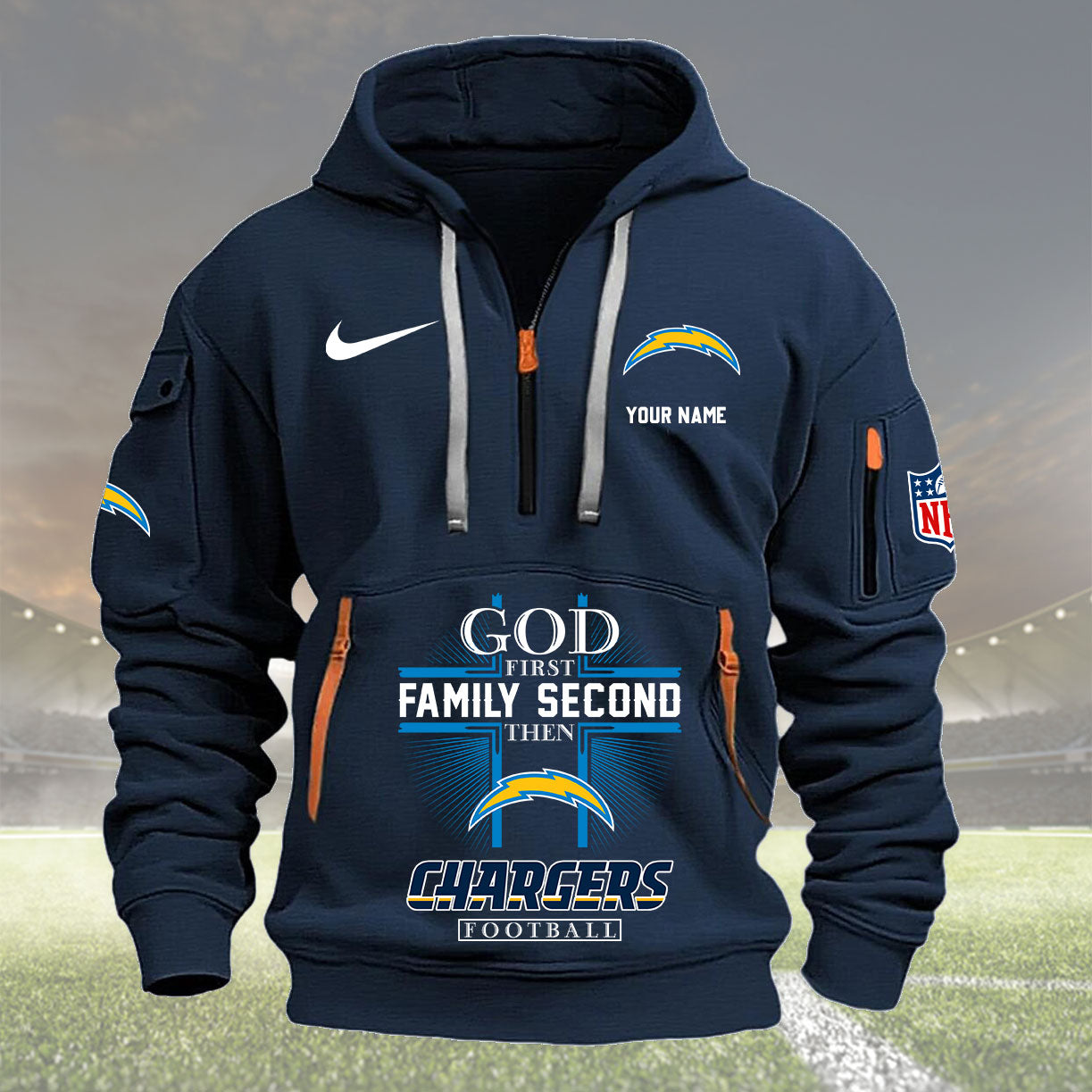 los angeles chargers personalized quarter zip hoodie nfl quarter zip hoodie custom hoodie nfl shirt nfl hoodie gaxg5