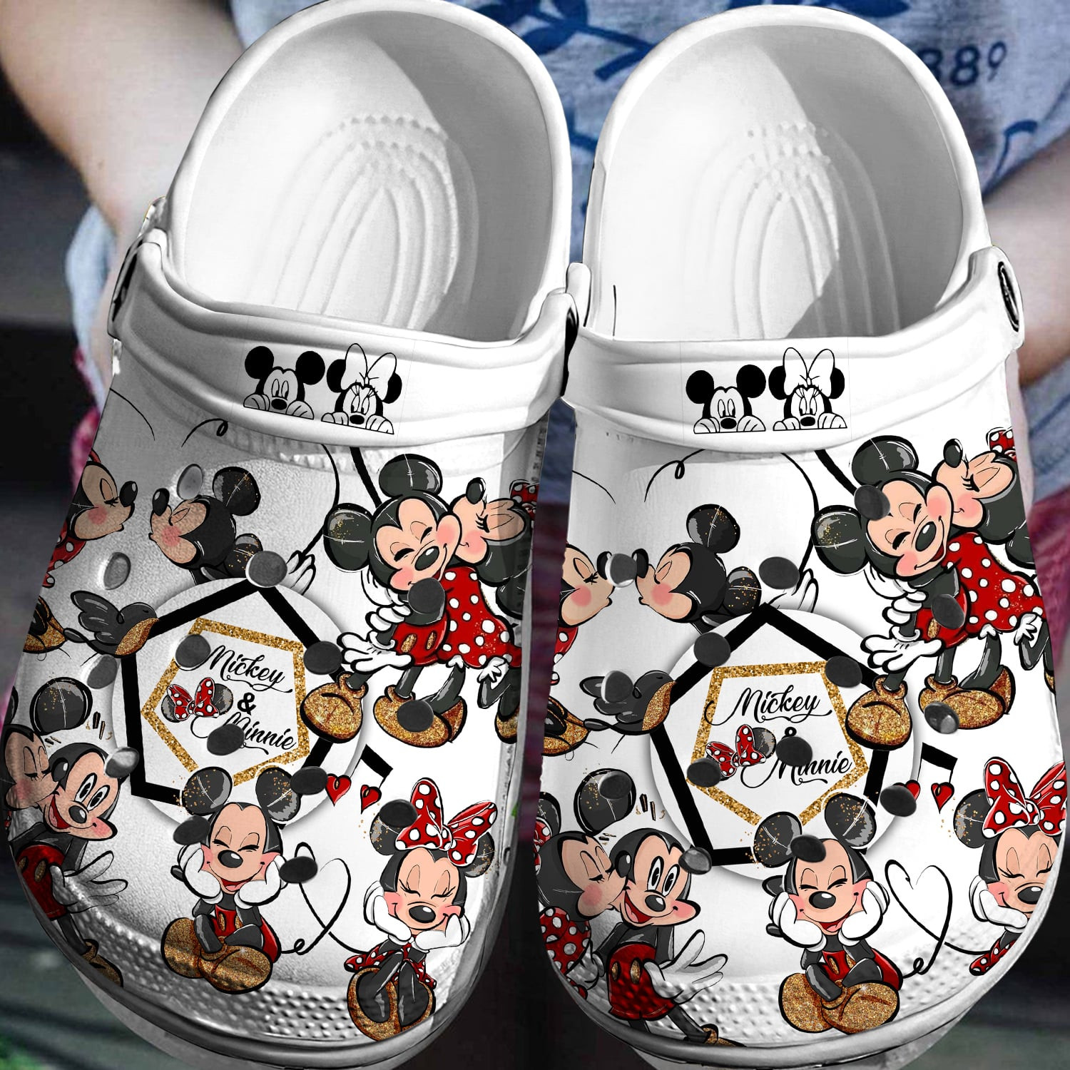 love and life 2d mickey and minnie mouse white clogs for kids 26 adults bsa71