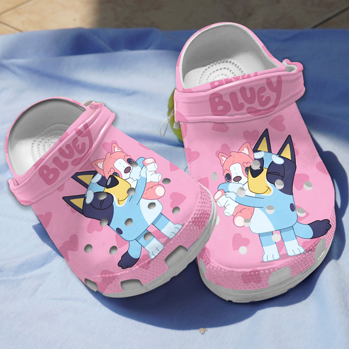 love bluey pink crocs for kids and adults nb62j