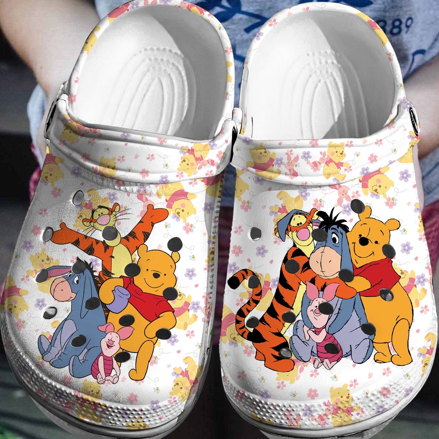 lovely winnie the pooh and friends white clogs for kids and adutls dbgpb